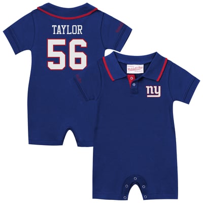 Lawrence Taylor New York Giants Mitchell & Ness Infant Retro Roots Player Rugby Romper - Royal