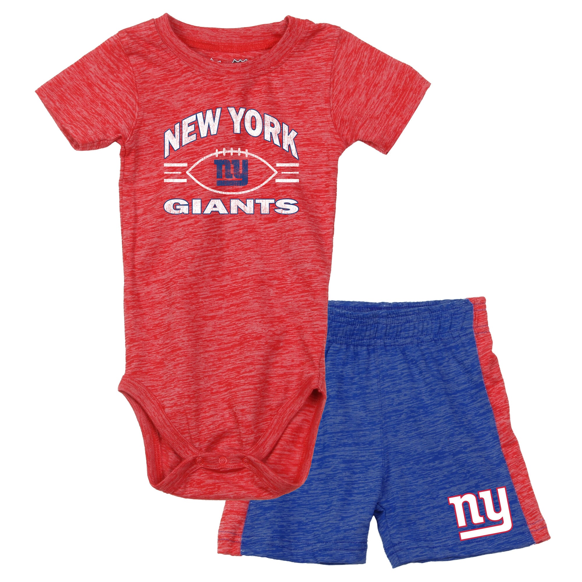 Infant Wes & Willy Red/Royal New York Giants Cloudy Yard Hopper Bodysuit Shorts Set