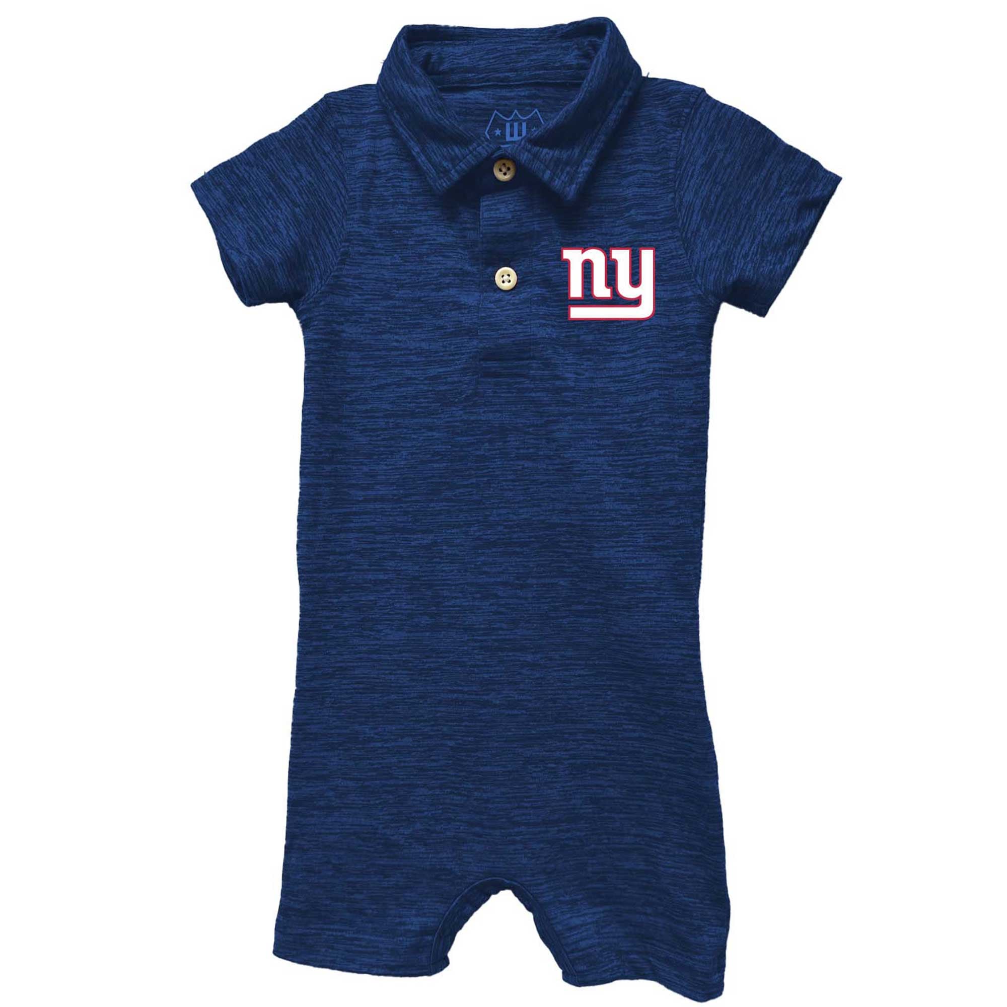 Combinaison polo courte Wes & Willy Royal New York Giants pour bébé, en fil nuageux
