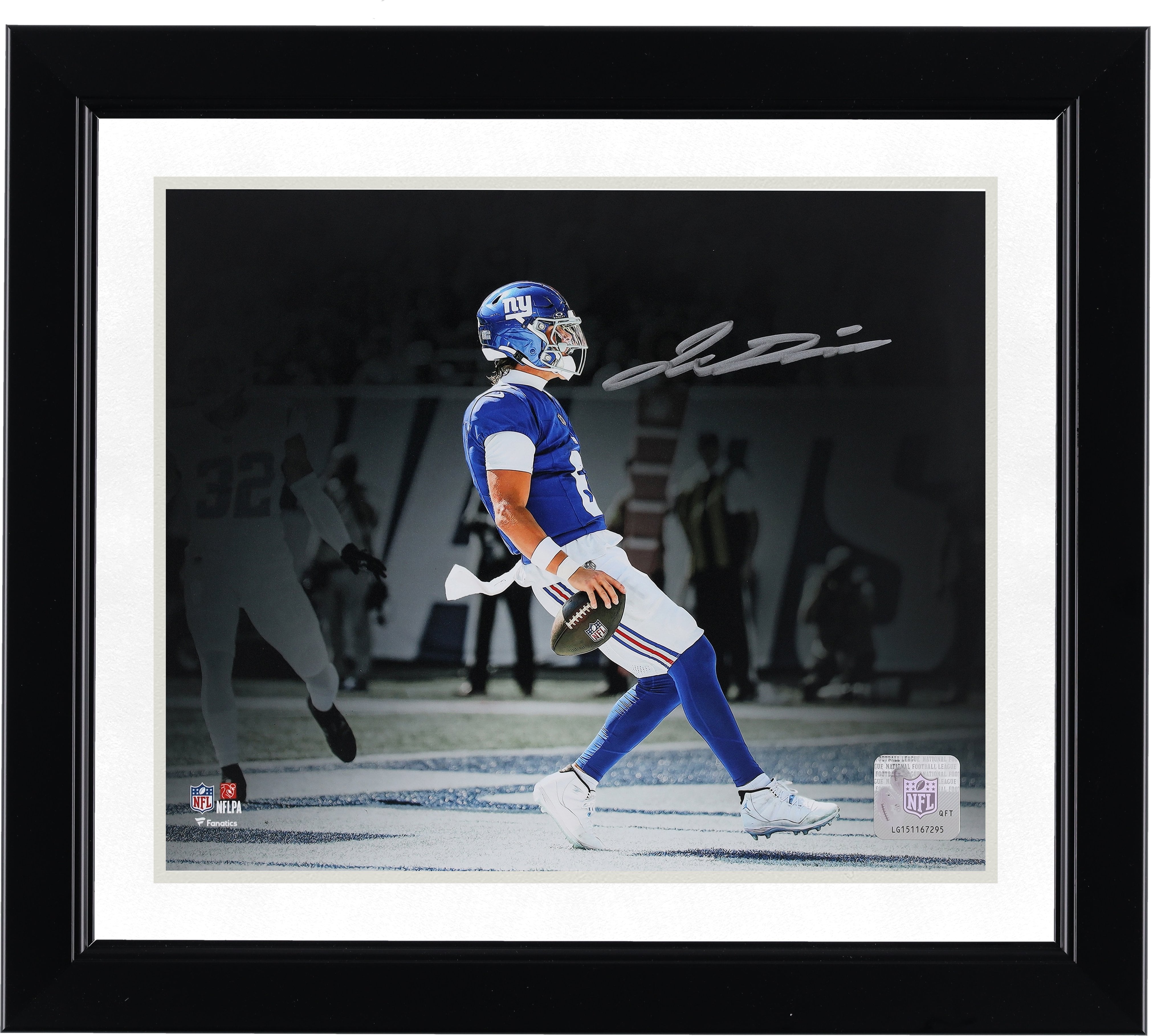 Photo dédicacée de Jaxson Dart (New York Giants) - Touchdown Spotlight (20 x 25 cm)