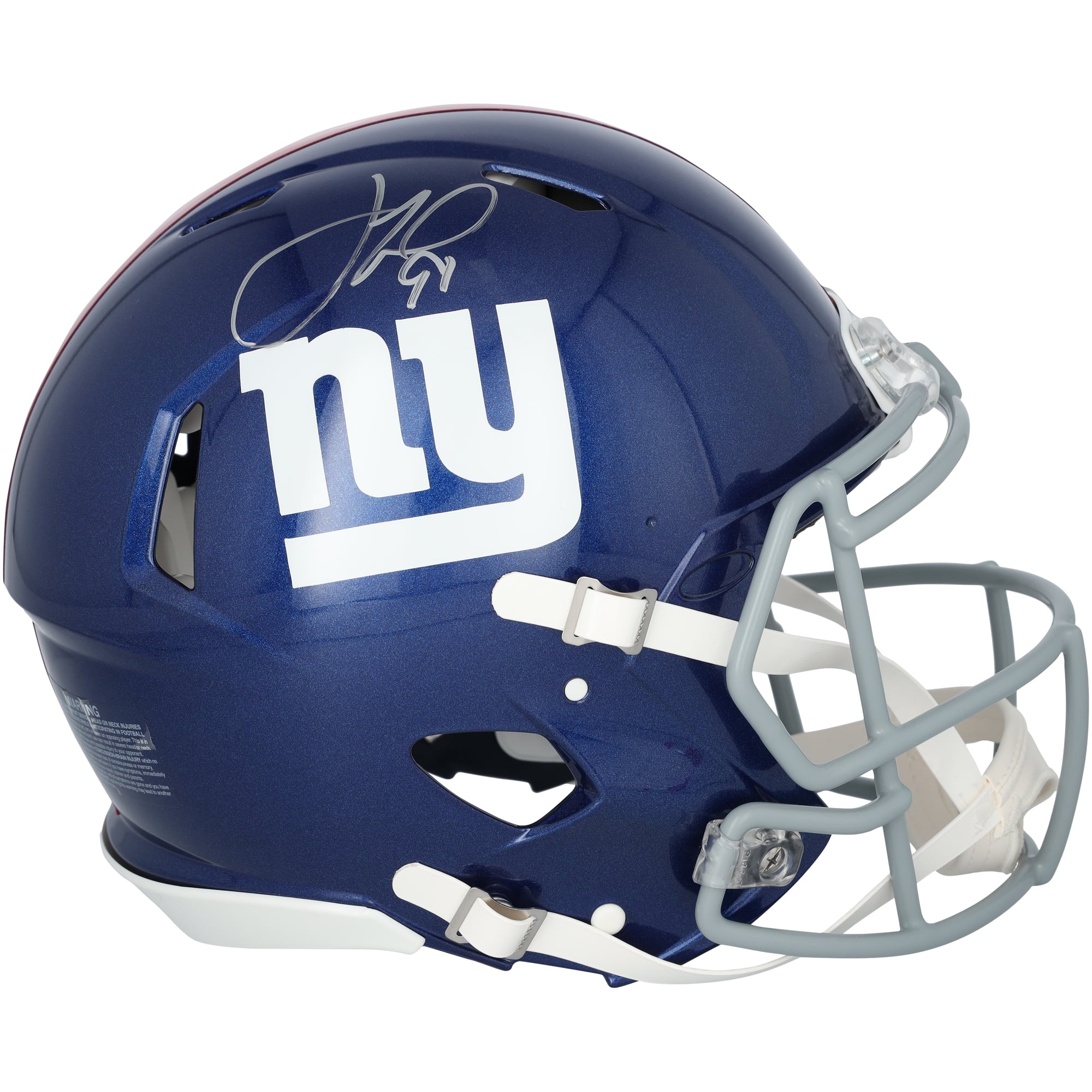 Casque Riddell Speed authentique autographié par Justin Tuck des New York Giants