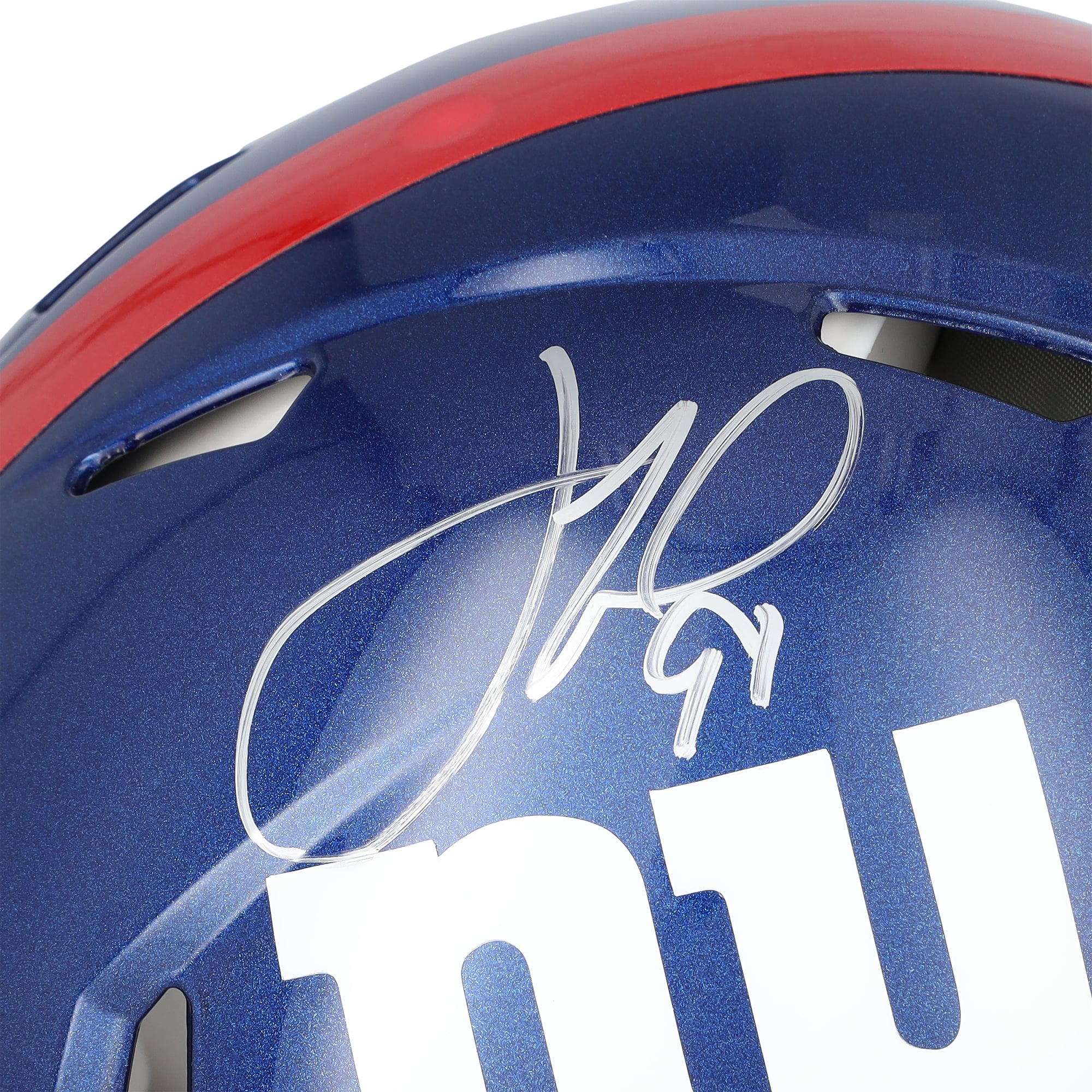 Casque Riddell Speed authentique autographié par Justin Tuck des New York Giants