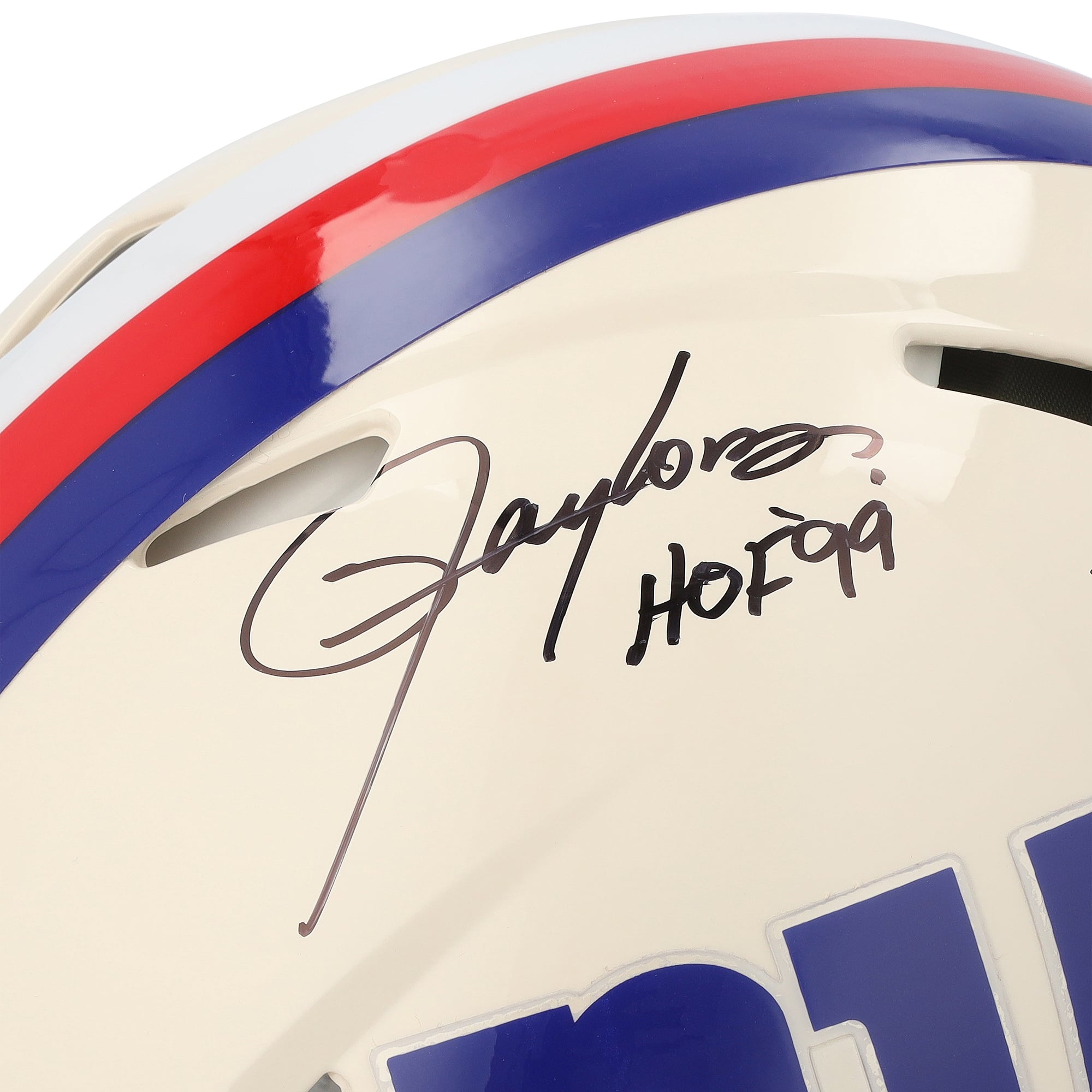 Casque Riddell Retro Speed ​​Authentic autographié par Lawrence Taylor (New York Giants) avec inscriptions multiples