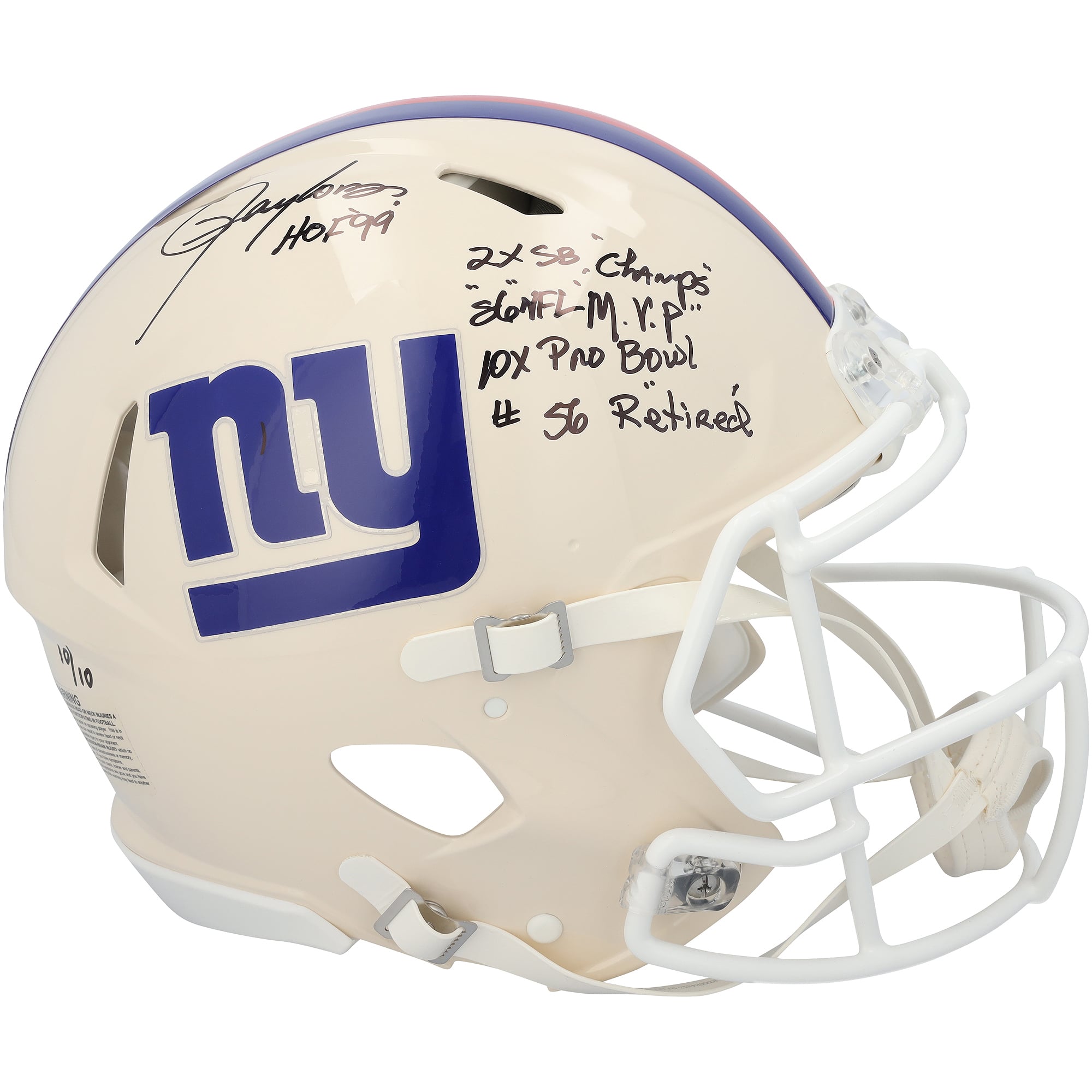 Casque Riddell Retro Speed ​​Authentic autographié par Lawrence Taylor (New York Giants) avec inscriptions multiples