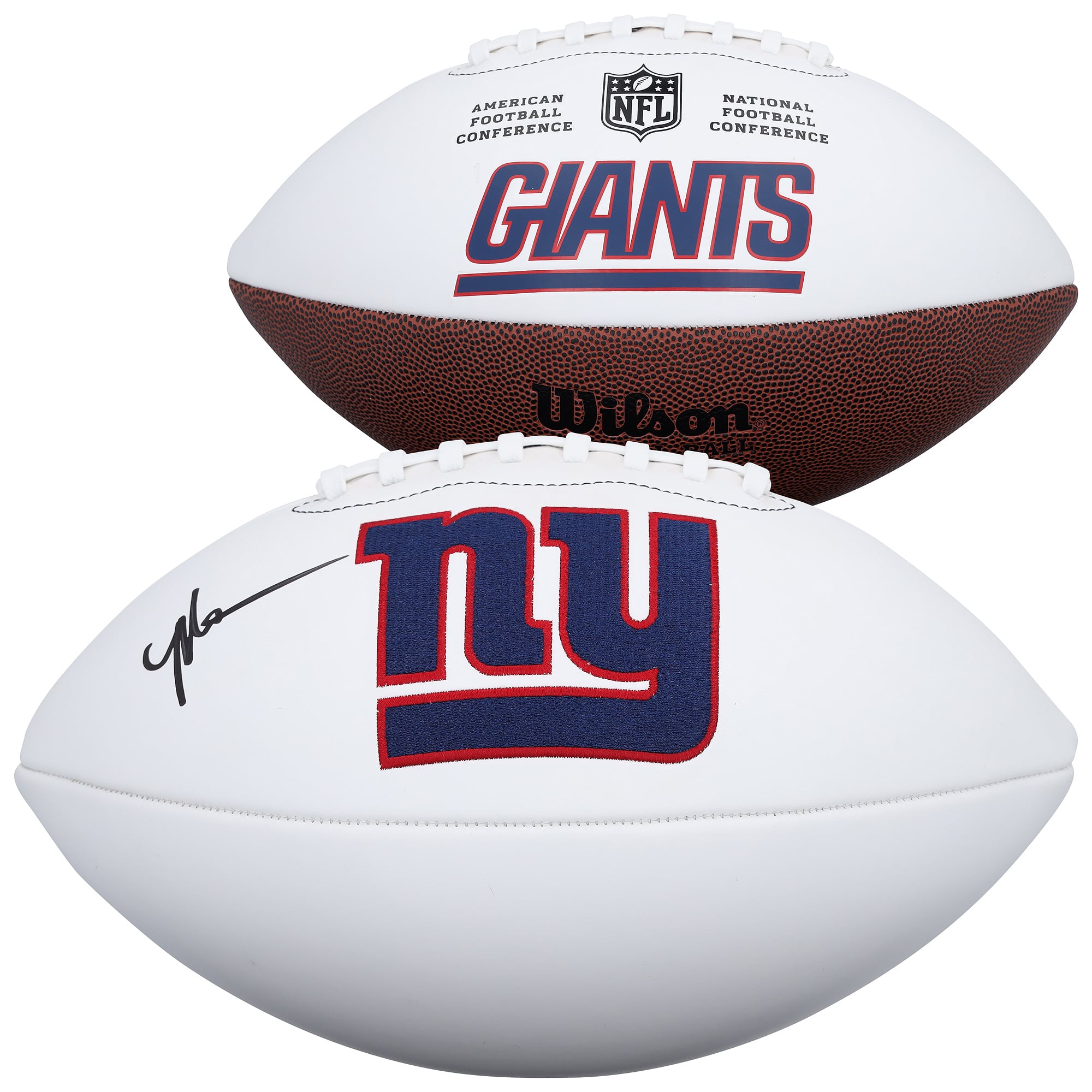 Malik Nabers New York Giants Autographed Wilson White Panel Football