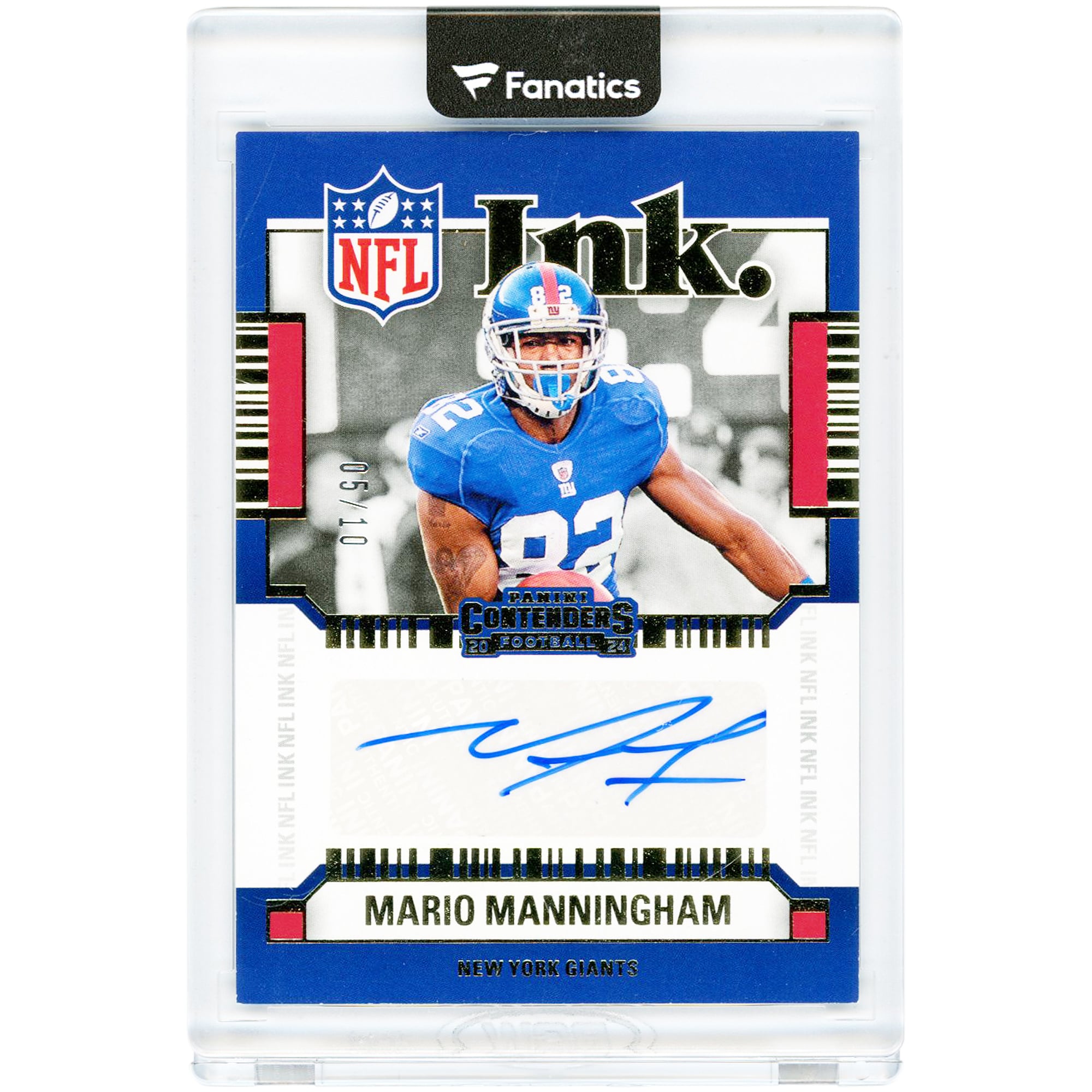Carte autographiée de Mario Manningham (New York Giants) - Collection Panini Contenders NFL Ink 2024 #INK-MMM #5/10