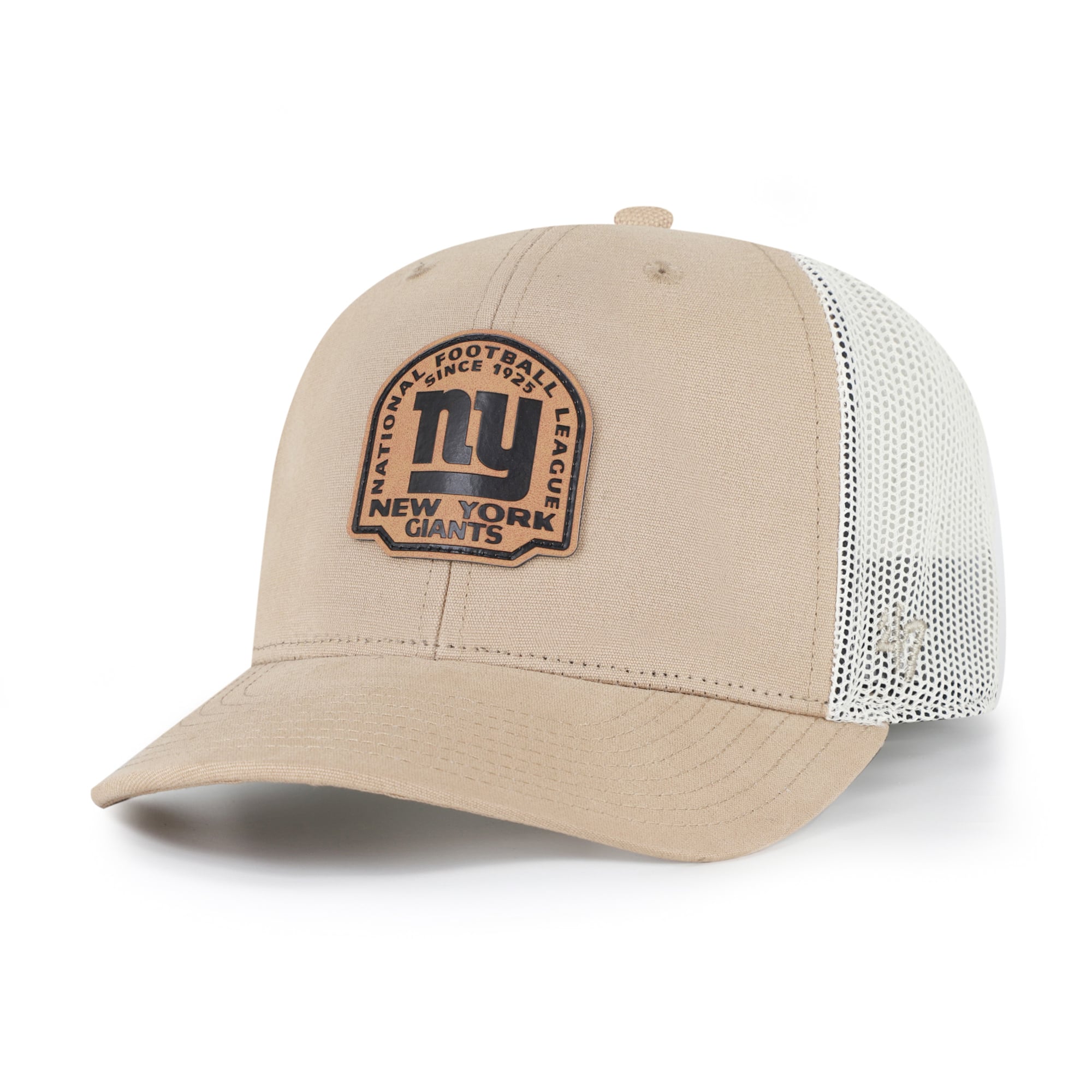 Casquette trucker ajustable en cuir kaki New York Giants « 47 » pour homme