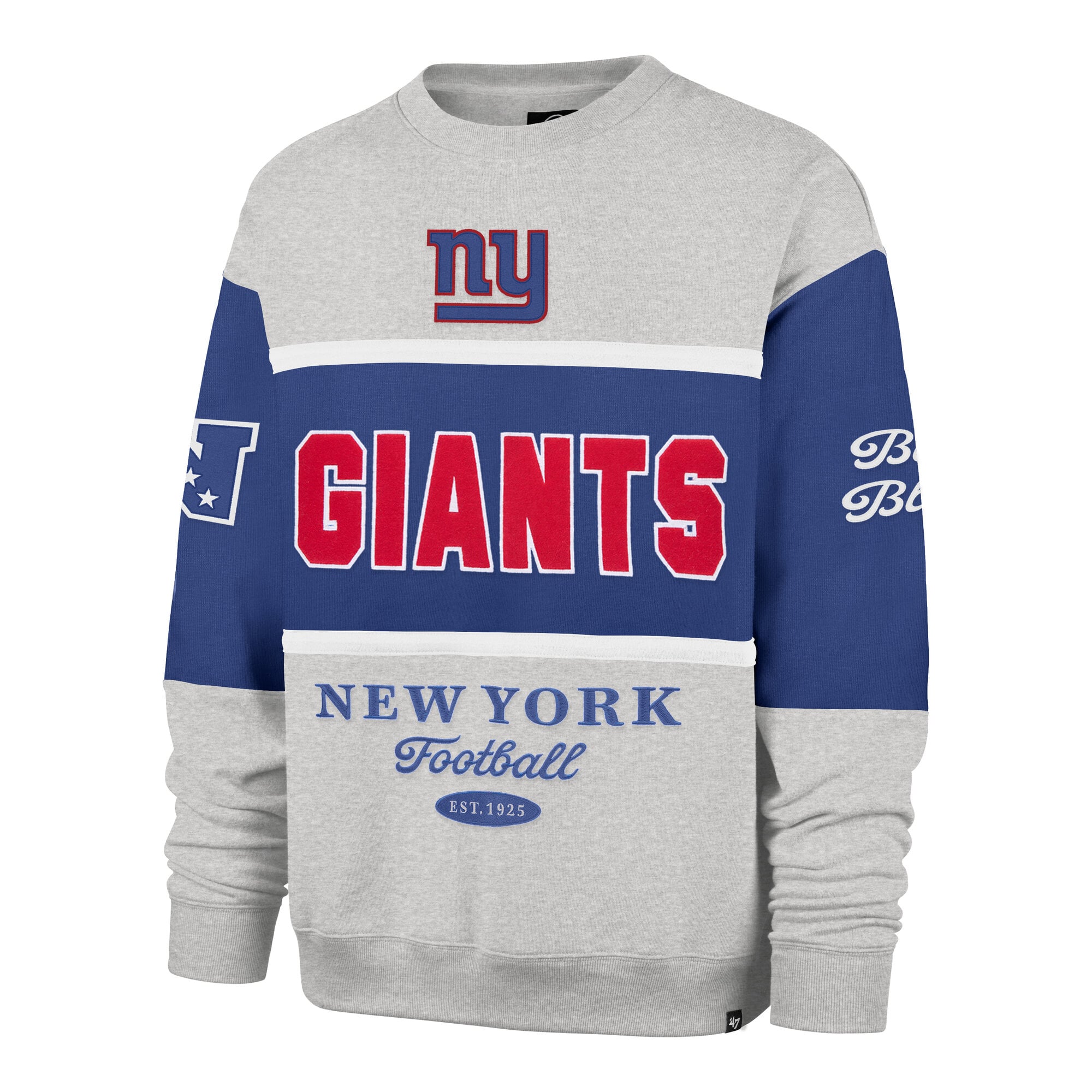 Men's '47 Royal/Heather Gray New York Giants Blockfield Maximalist Sweatshirt
