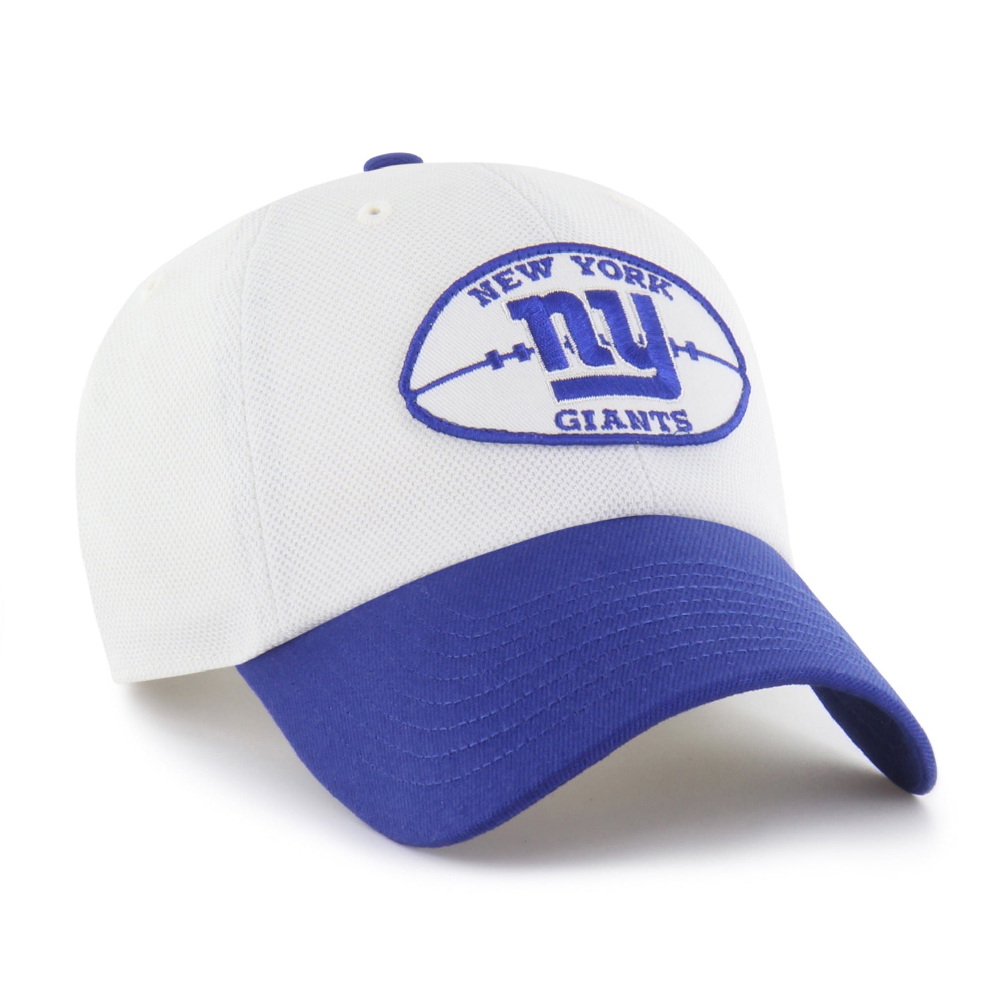 Men's '47 White/Royal New York Giants Pique Patch Clean Up Adjustable Hat