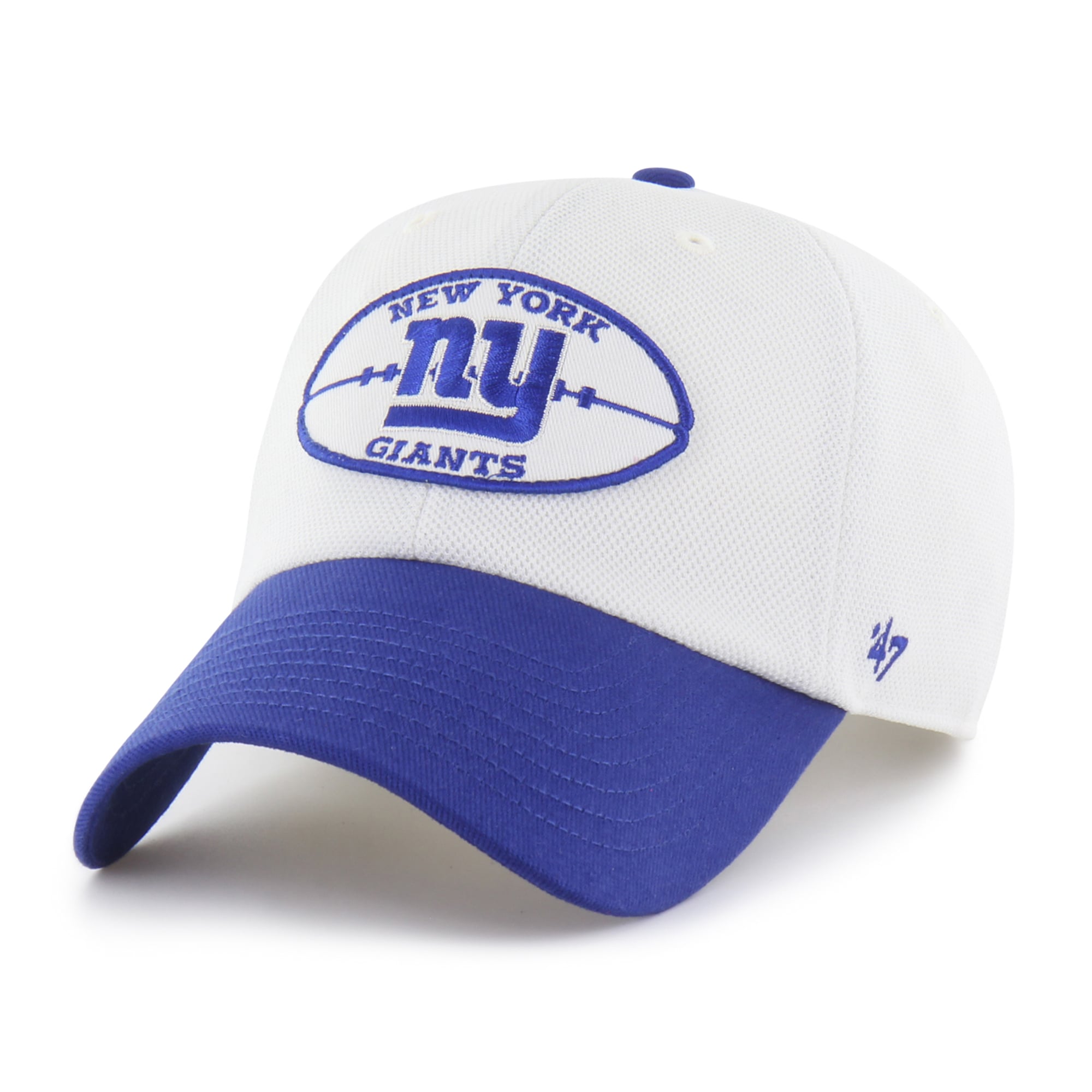 Men's '47 White/Royal New York Giants Pique Patch Clean Up Adjustable Hat