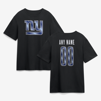 New York Giants Big & Tall Metallic Mascot Personalized Name & Number T-Shirt - Black