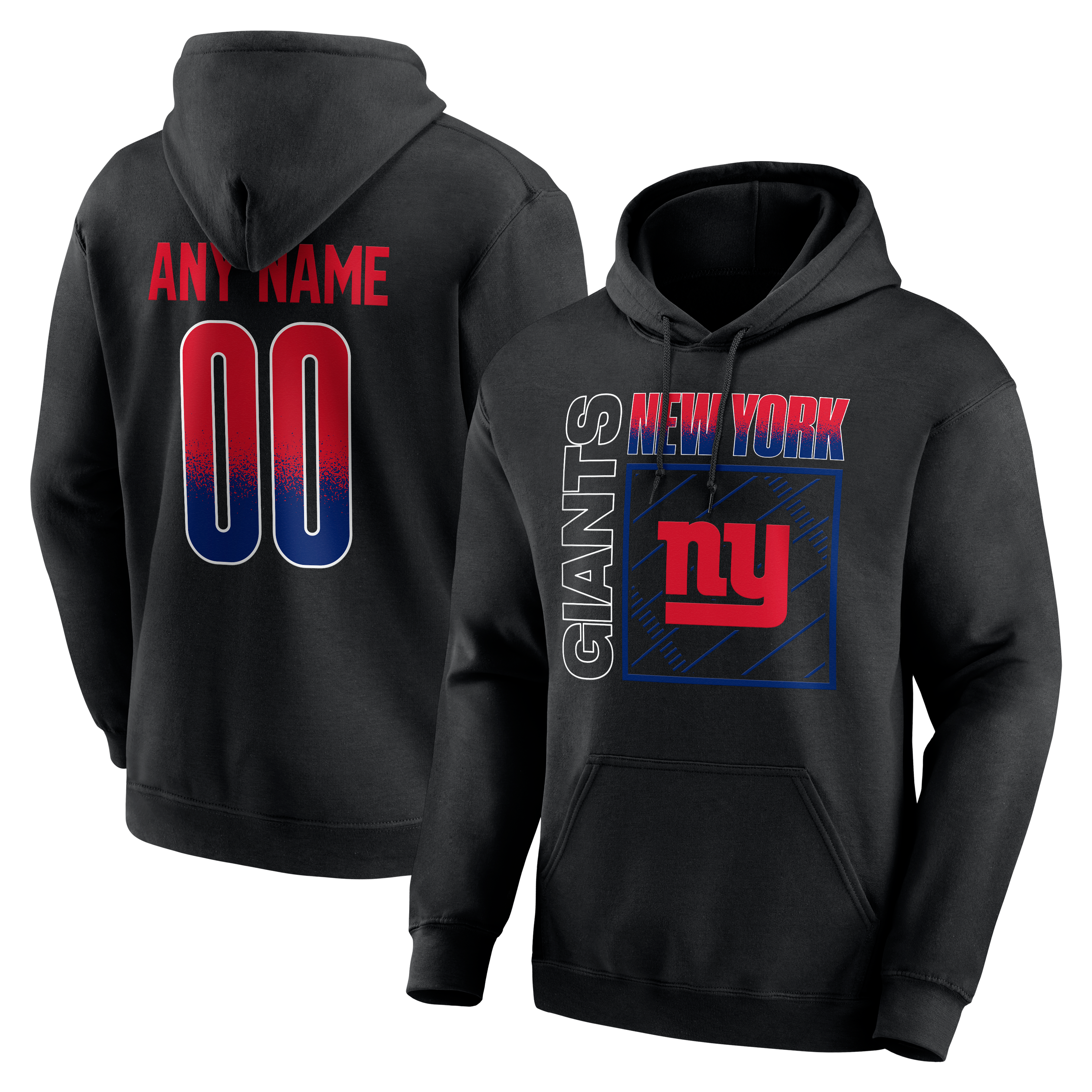 Men's Black New York Giants Home Field Pop Personalized Name & Number Hoodie