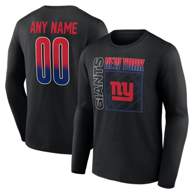 New York Giants Home Field Pop Personalized Name & Number Long Sleeve T-Shirt - Black