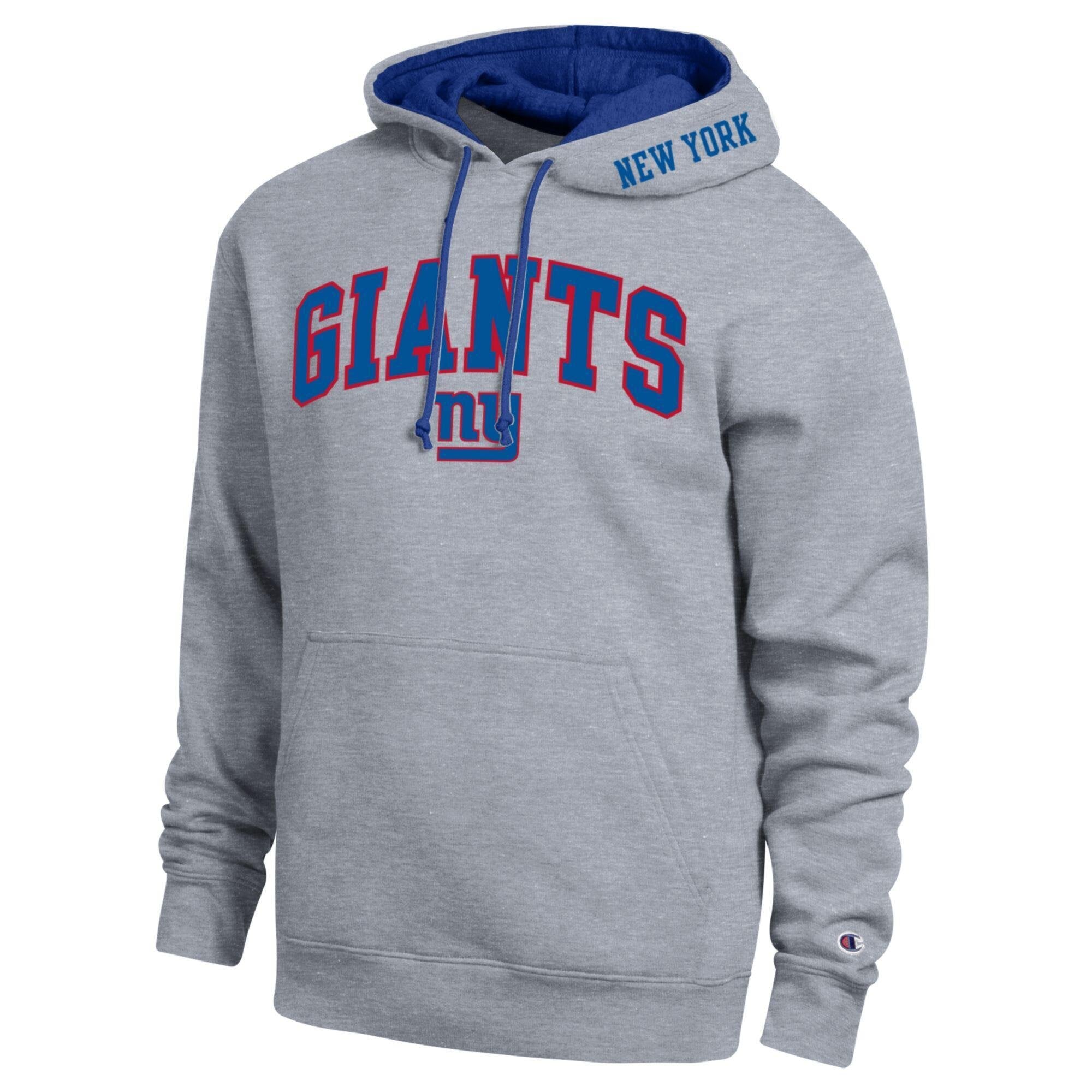 Men's Champion Heather Gray/Royal New York Giants Contrast Hoodie