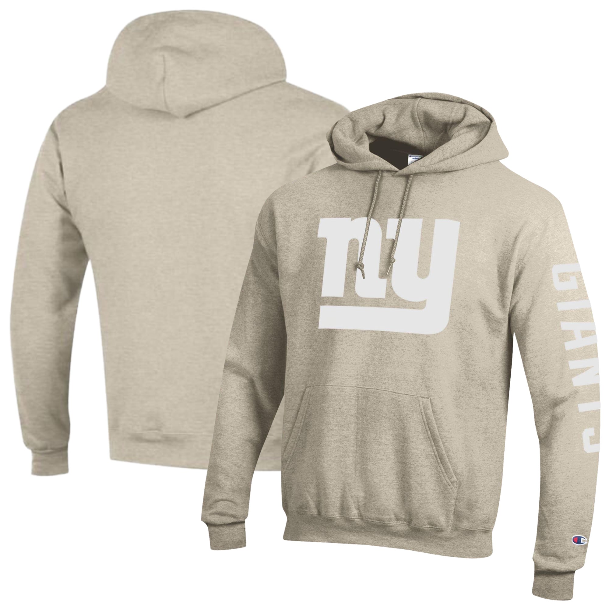 Men's Champion  Oatmeal New York Giants Powerblend Hoodie
