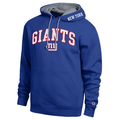  New York Giants Champion Contrast Hoodie - Royal/Heather Gray