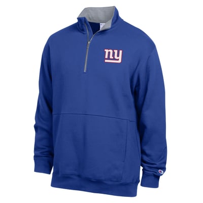  New York Giants Champion Fleece Quarter-Zip Pullover -  Royal/Heather Gray
