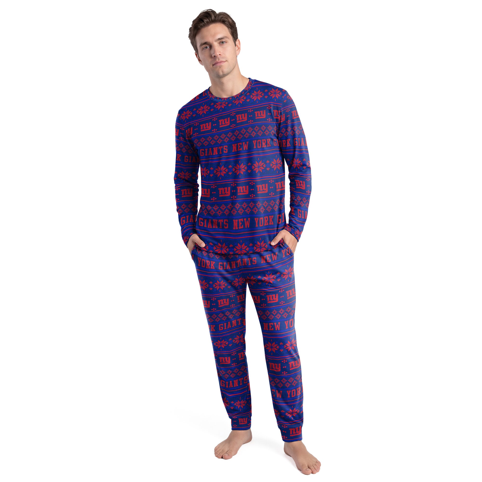 Ensemble t-shirt à manches longues et pantalon New York Giants Jubilee de Concepts Sport Royal pour homme