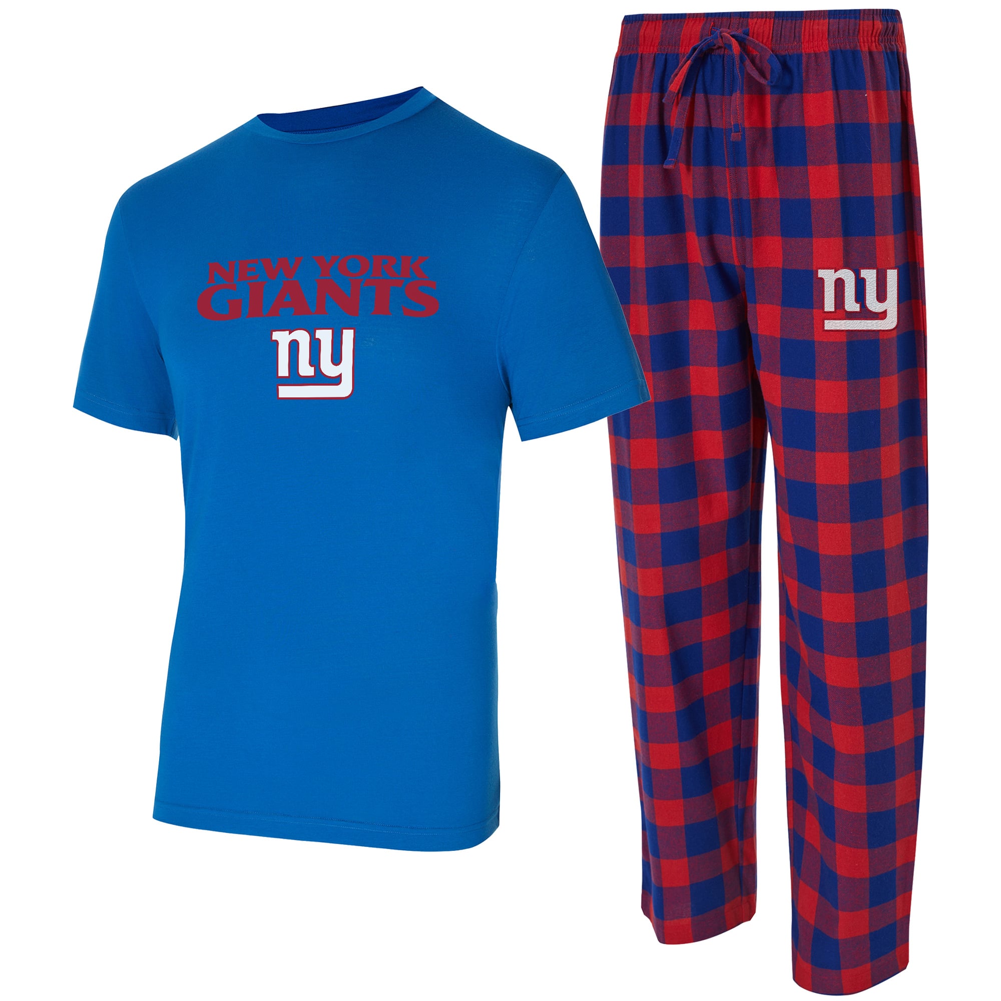 Ensemble t-shirt et pantalon en flanelle Concepts Sport Royal/Red New York Giants Avondale pour homme