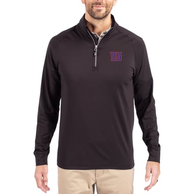 New York Giants Cutter & Buck Adapt Eco Knit Quarter-Zip Pullover Jacket - Black