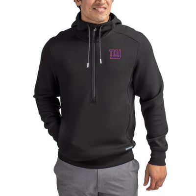 New York Giants Cutter & Buck Primary Mark Roam Eco Recycled Half-Zip Pullover Hoodie - Black