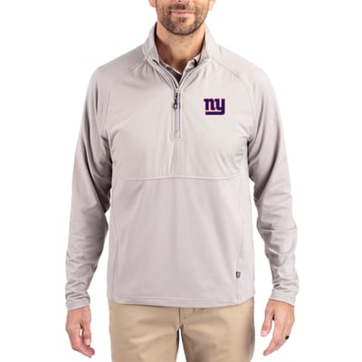 New York Giants Cutter & Buck Adapt Eco Knit Hybrid Recycled Quarter-Zip Raglan Jacket - Gray
