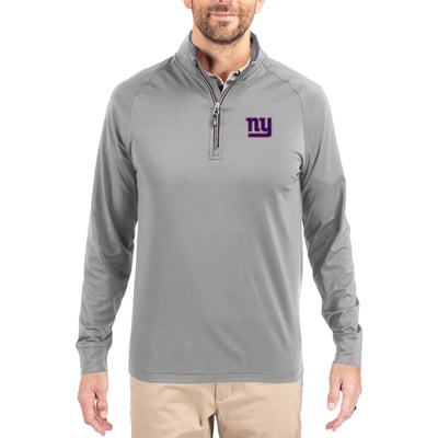 New York Giants Cutter & Buck Adapt Eco Knit Quarter-Zip Pullover Jacket - Gray