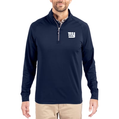 New York Giants Cutter & Buck Adapt Eco Knit Quarter-Zip Pullover Jacket - Navy