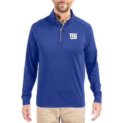 New York Giants Cutter & Buck Adapt Eco Knit Quarter-Zip Pullover Jacket - Royal