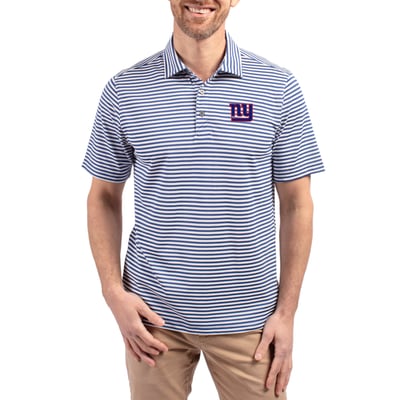 New York Giants Cutter & Buck Virtue Eco Pique Stripe Recycled Polo - Royal