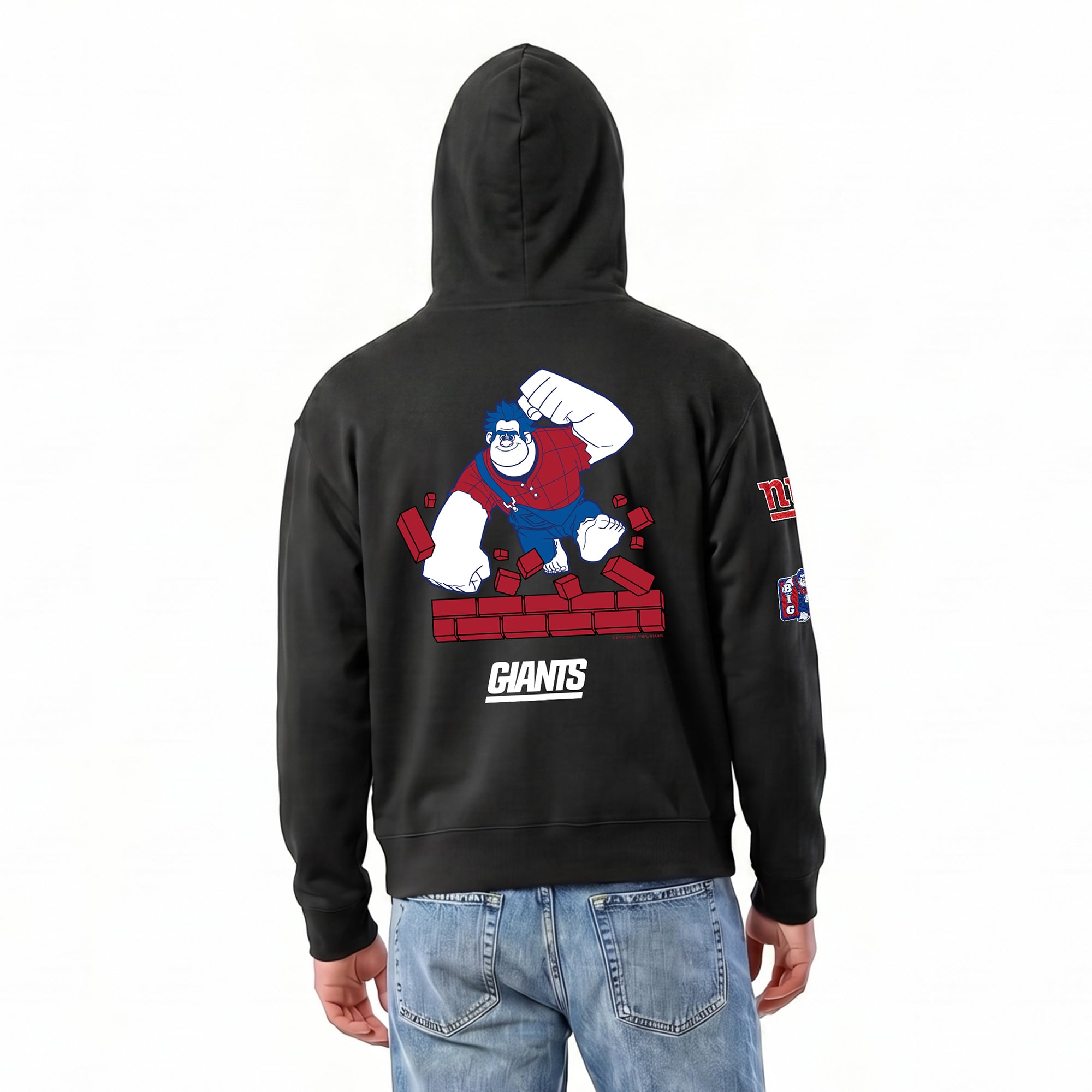 Sweat à capuche zippé Disney x Champion noir New York Giants Wreck-It Ralph All-Star pour homme