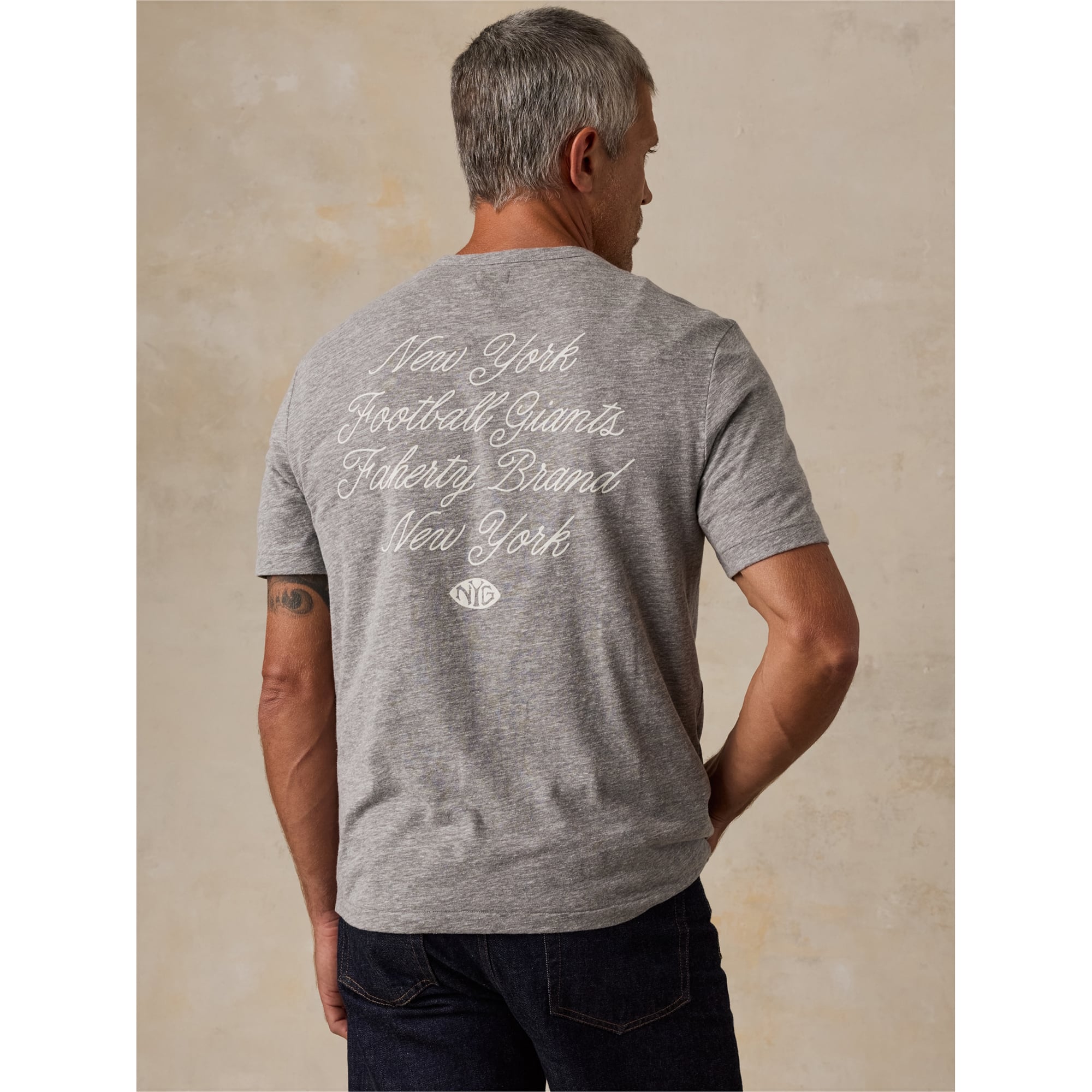 T-shirt homme FAHERTY gris chiné New York Giants Breeze Tri-Blend