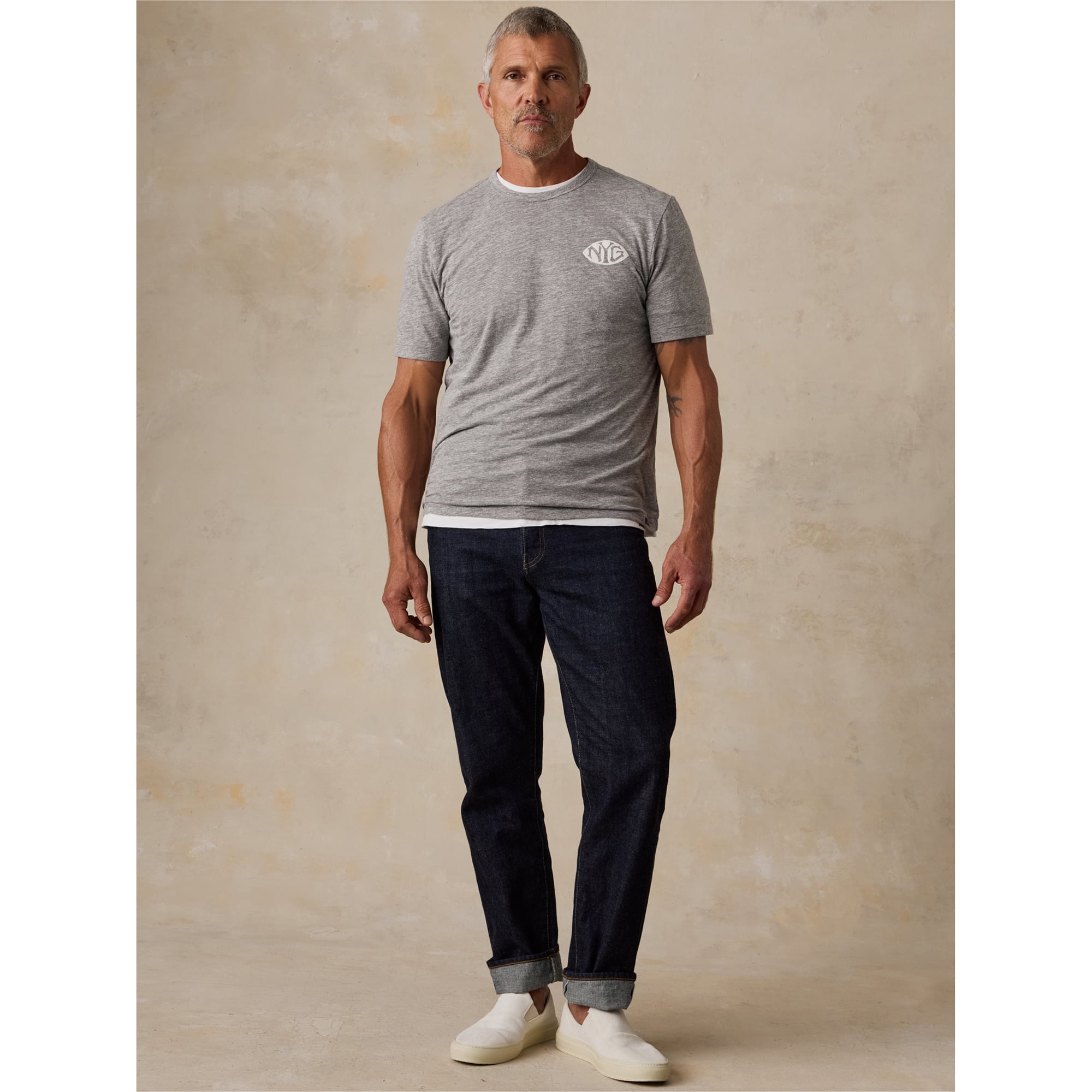 T-shirt homme FAHERTY gris chiné New York Giants Breeze Tri-Blend