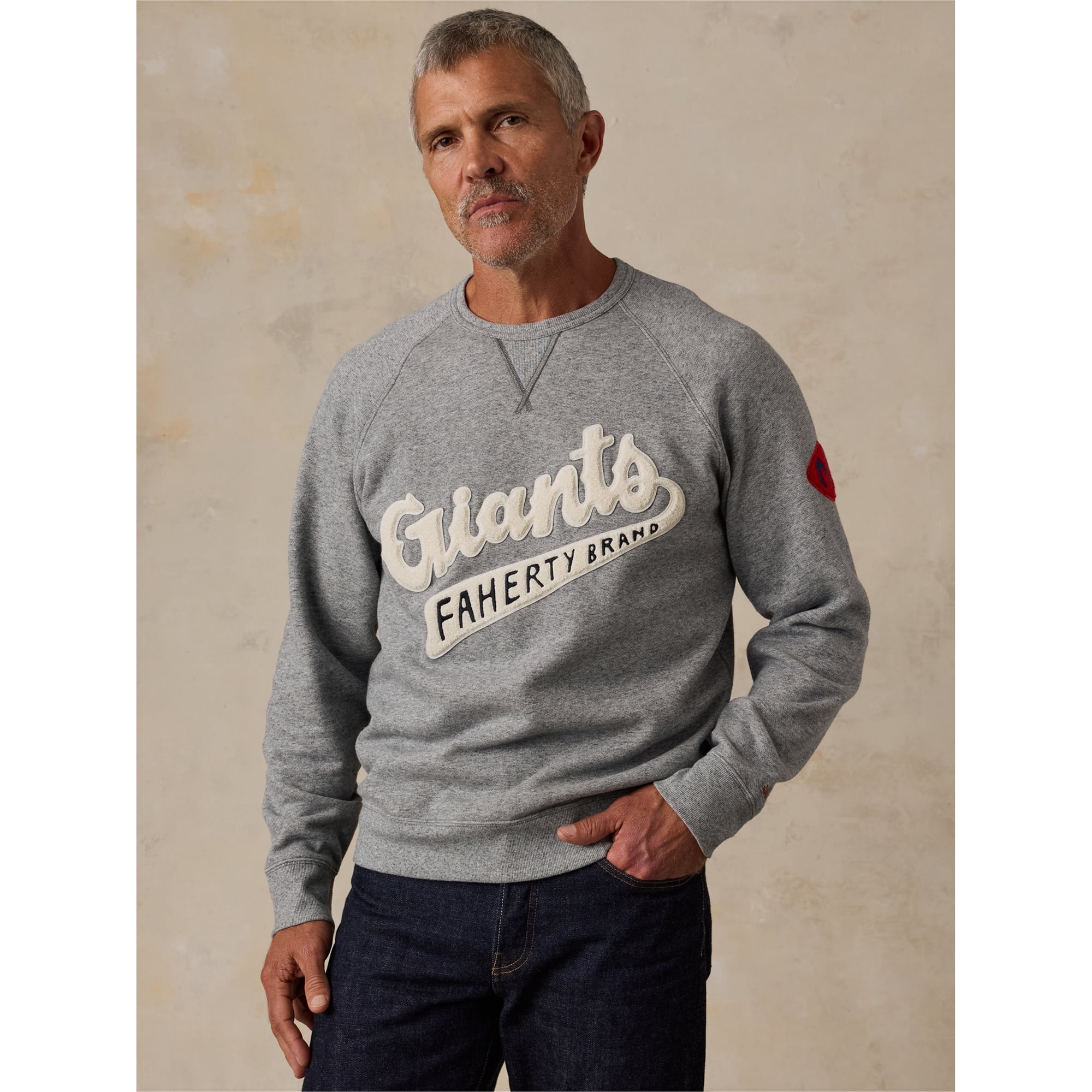 Sweat-shirt polaire FAHERTY pour homme, gris chiné, New York Giants, modèle High Standard