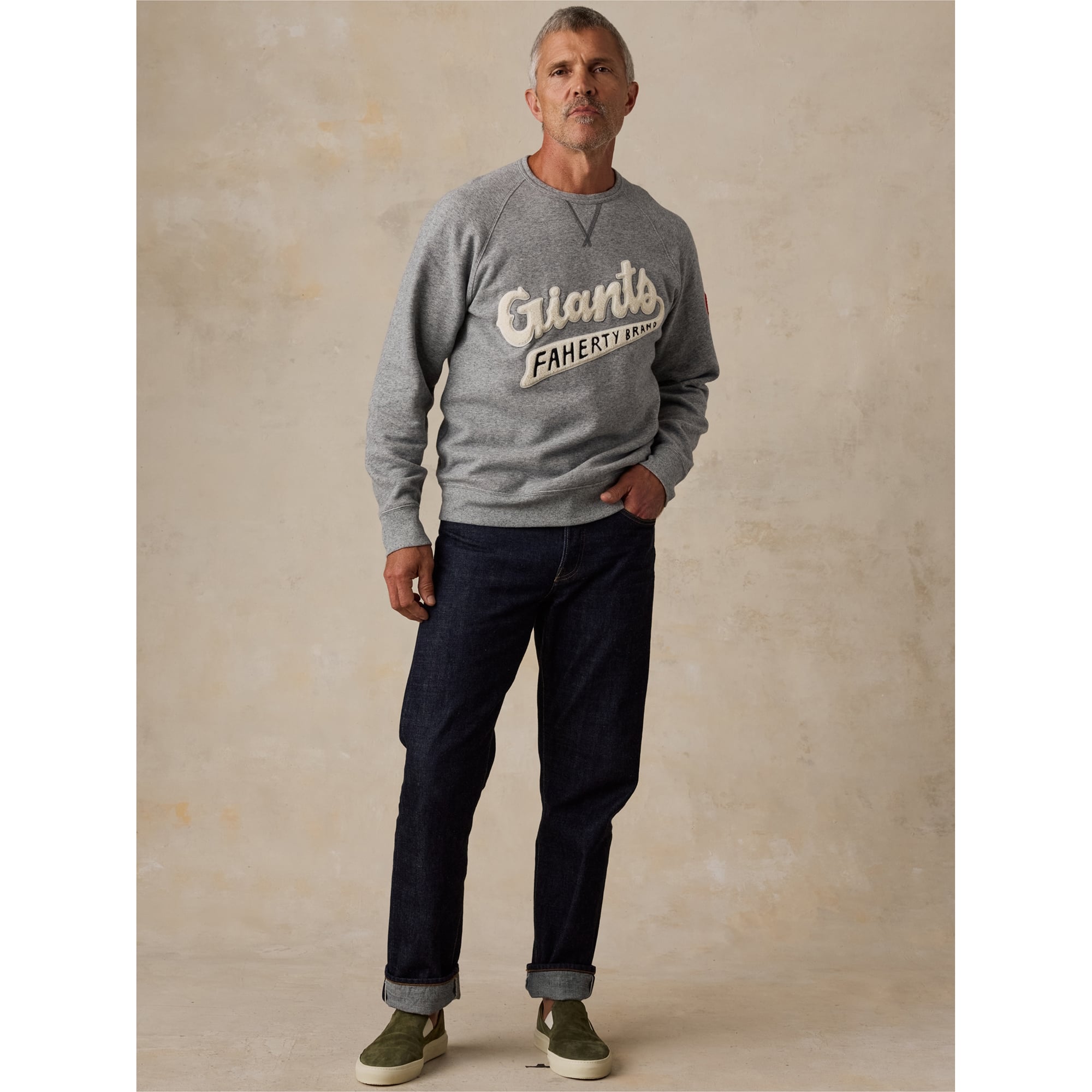 Sweat-shirt polaire FAHERTY pour homme, gris chiné, New York Giants, modèle High Standard