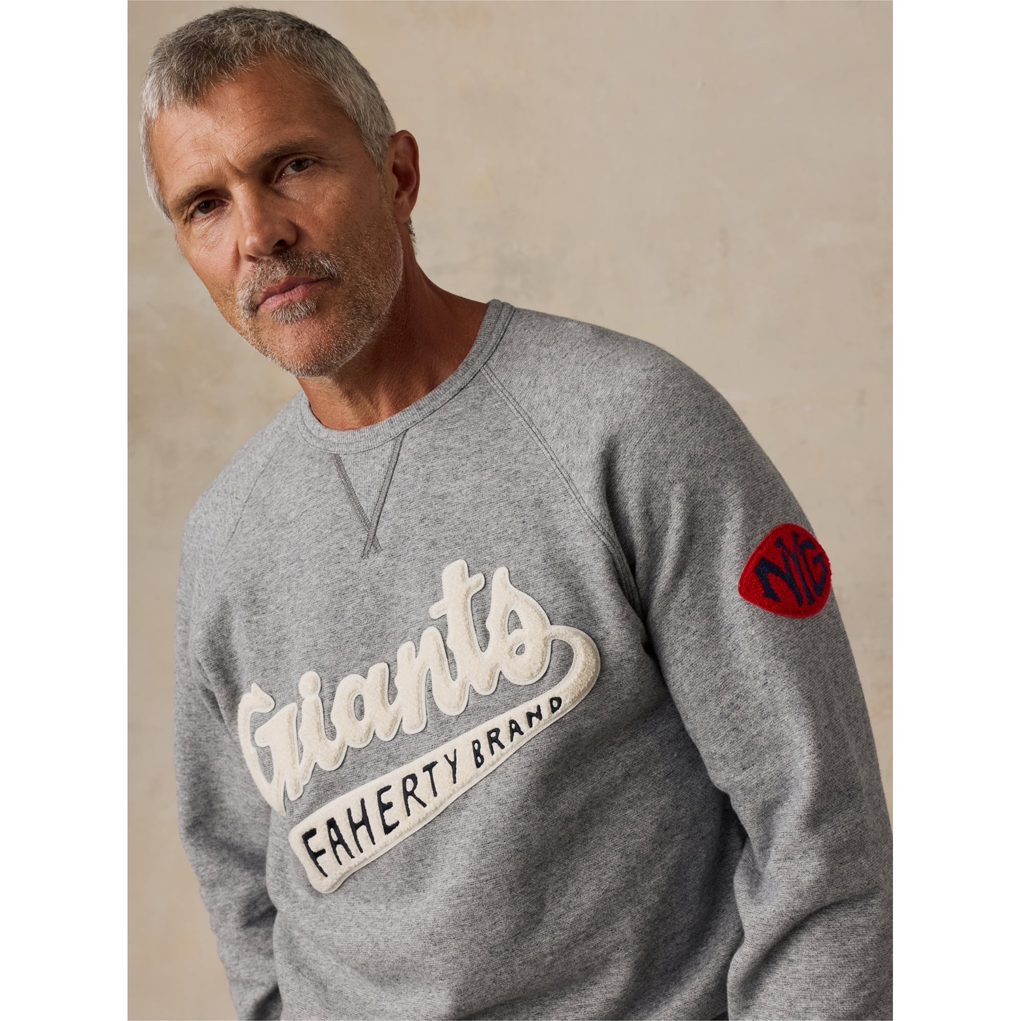 Sweat-shirt polaire FAHERTY pour homme, gris chiné, New York Giants, modèle High Standard