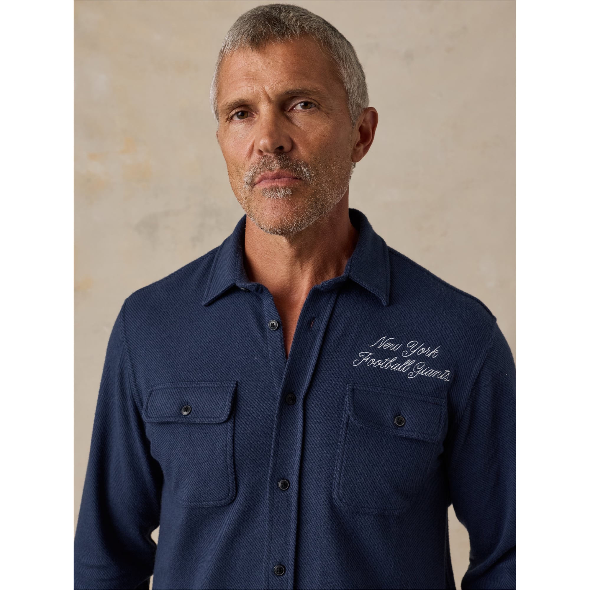 Men's FAHERTY Navy New York Giants Legend Sweater Button-Up Shirt