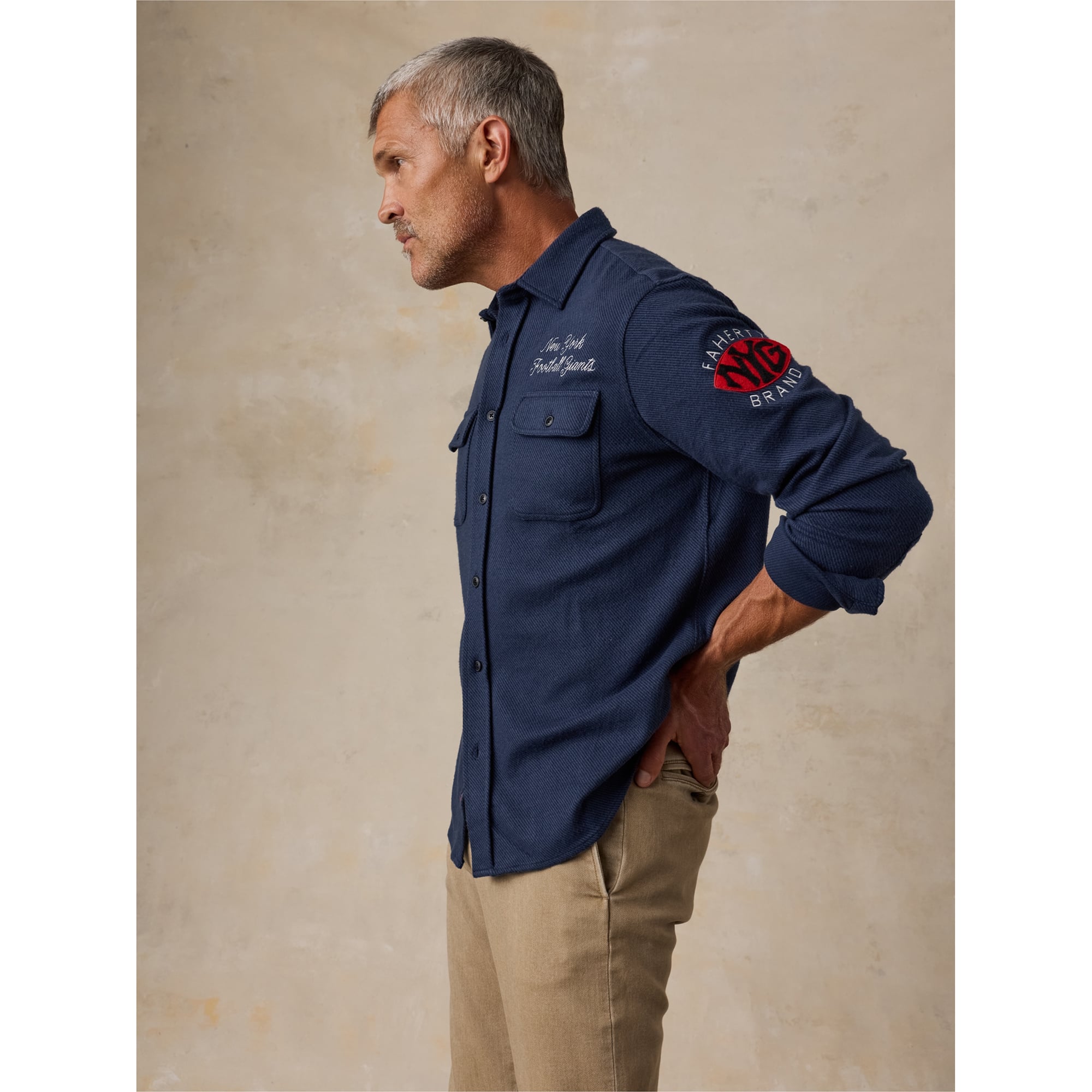 Men's FAHERTY Navy New York Giants Legend Sweater Button-Up Shirt
