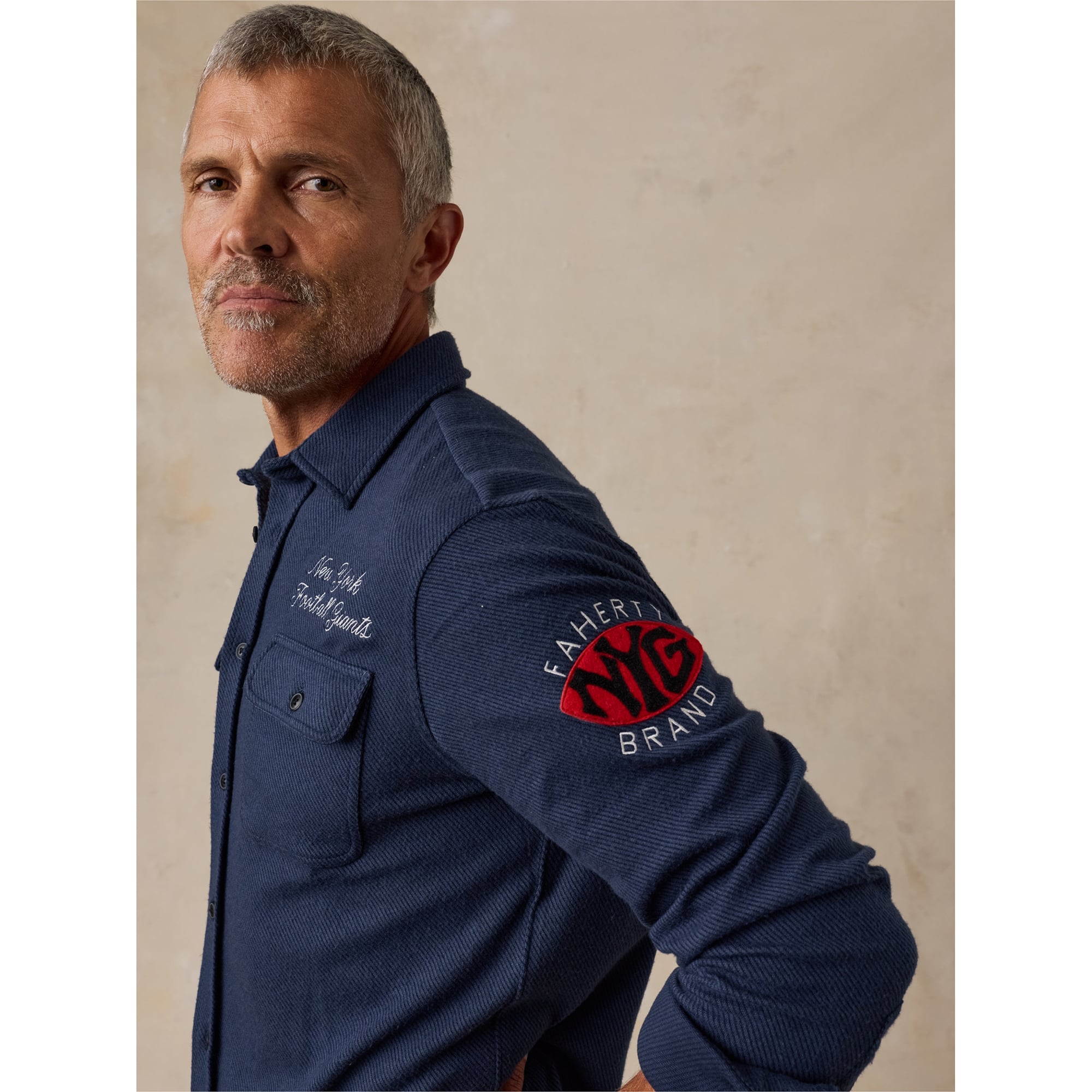 Men's FAHERTY Navy New York Giants Legend Sweater Button-Up Shirt