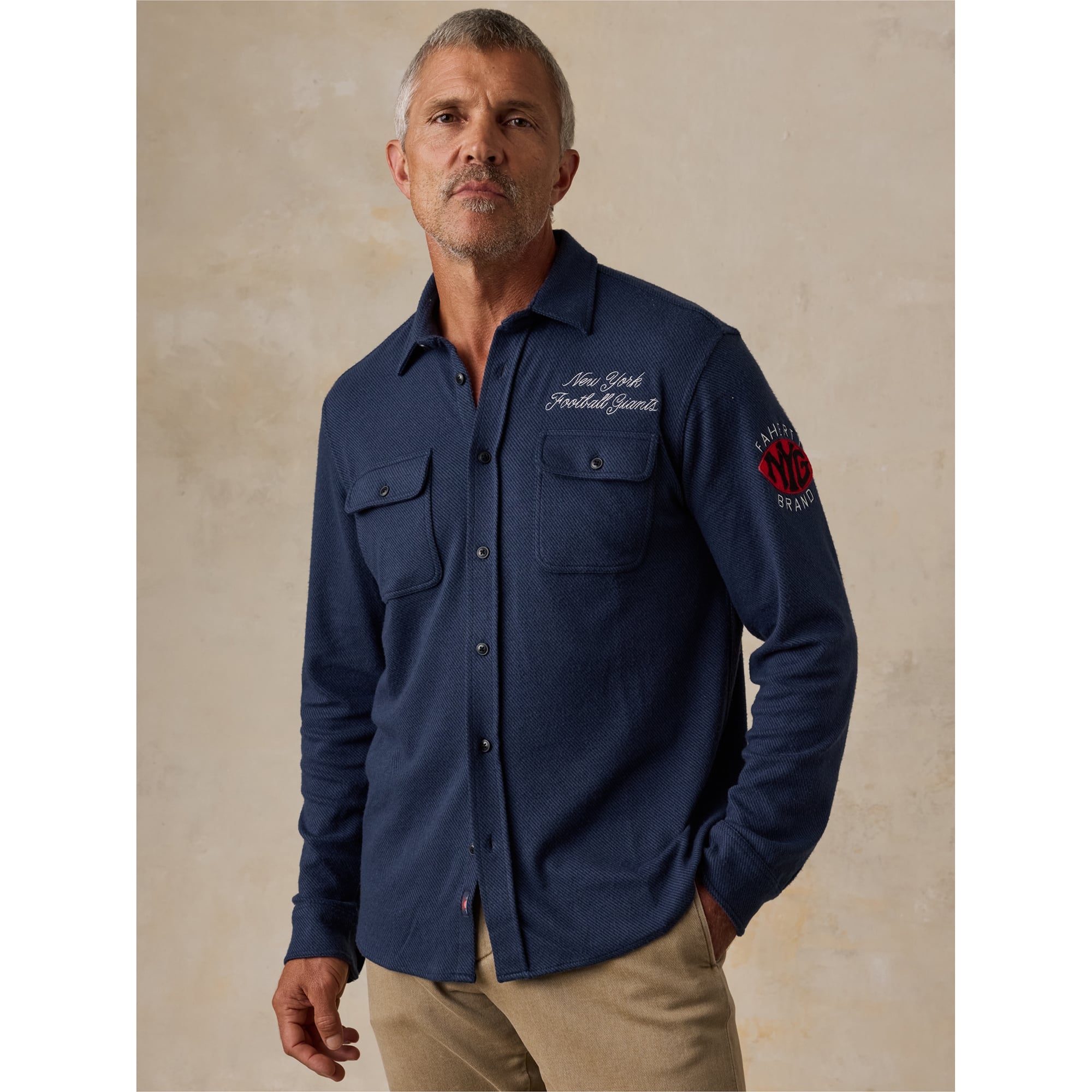 Men's FAHERTY Navy New York Giants Legend Sweater Button-Up Shirt