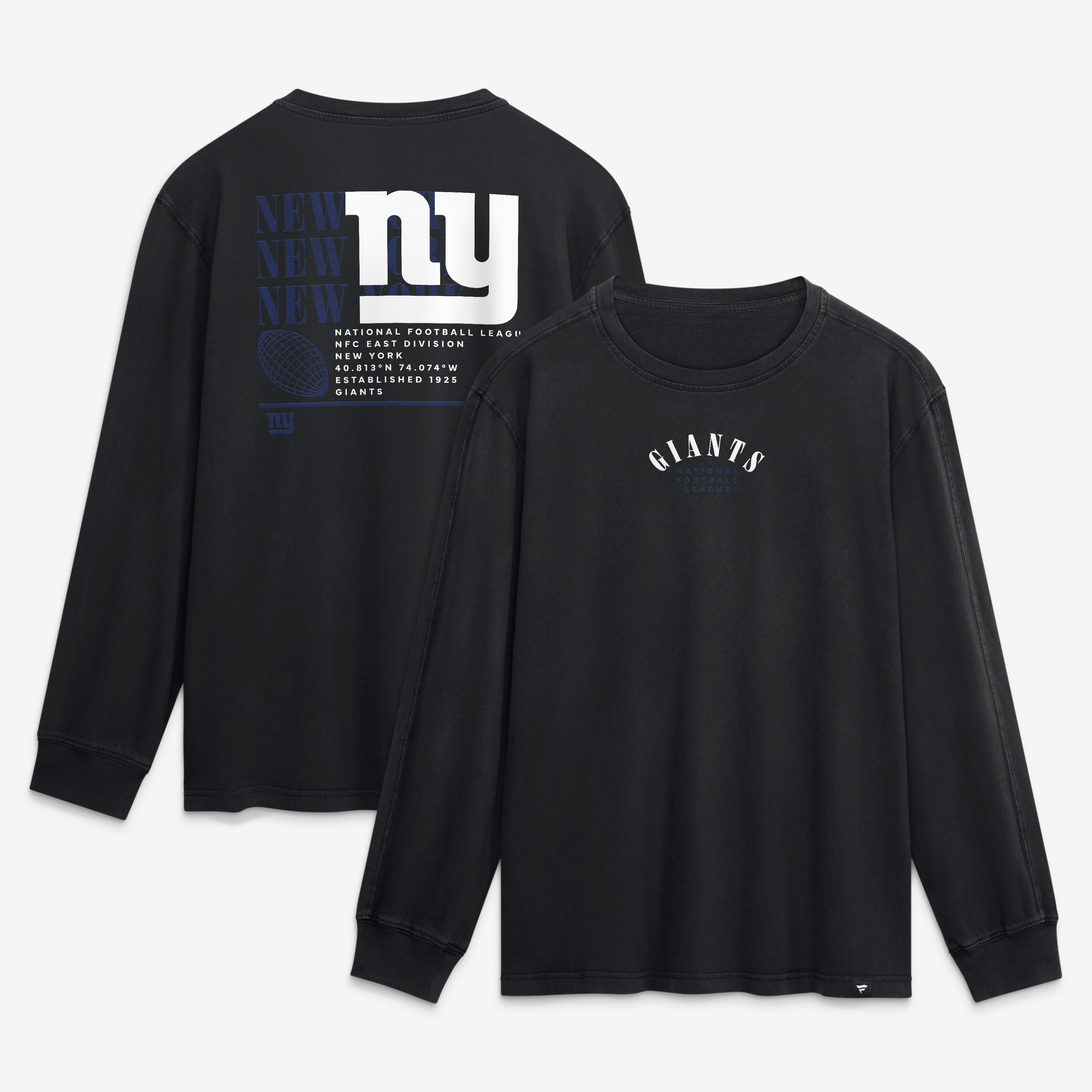 T-shirt à manches longues Fanatics noir New York Giants pour homme, modèle décontracté Fullback Drive