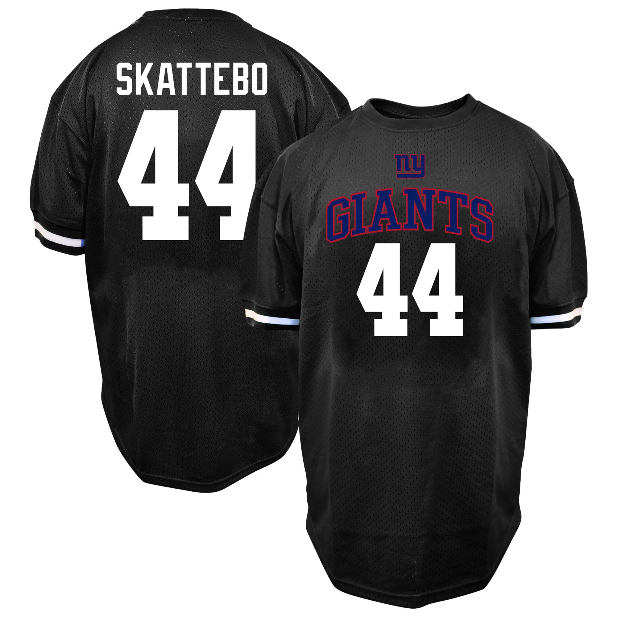 T-shirt Fanatics Cam Skattebo noir pour homme, New York Giants, grandes tailles, en maille, avec nom et numéro.