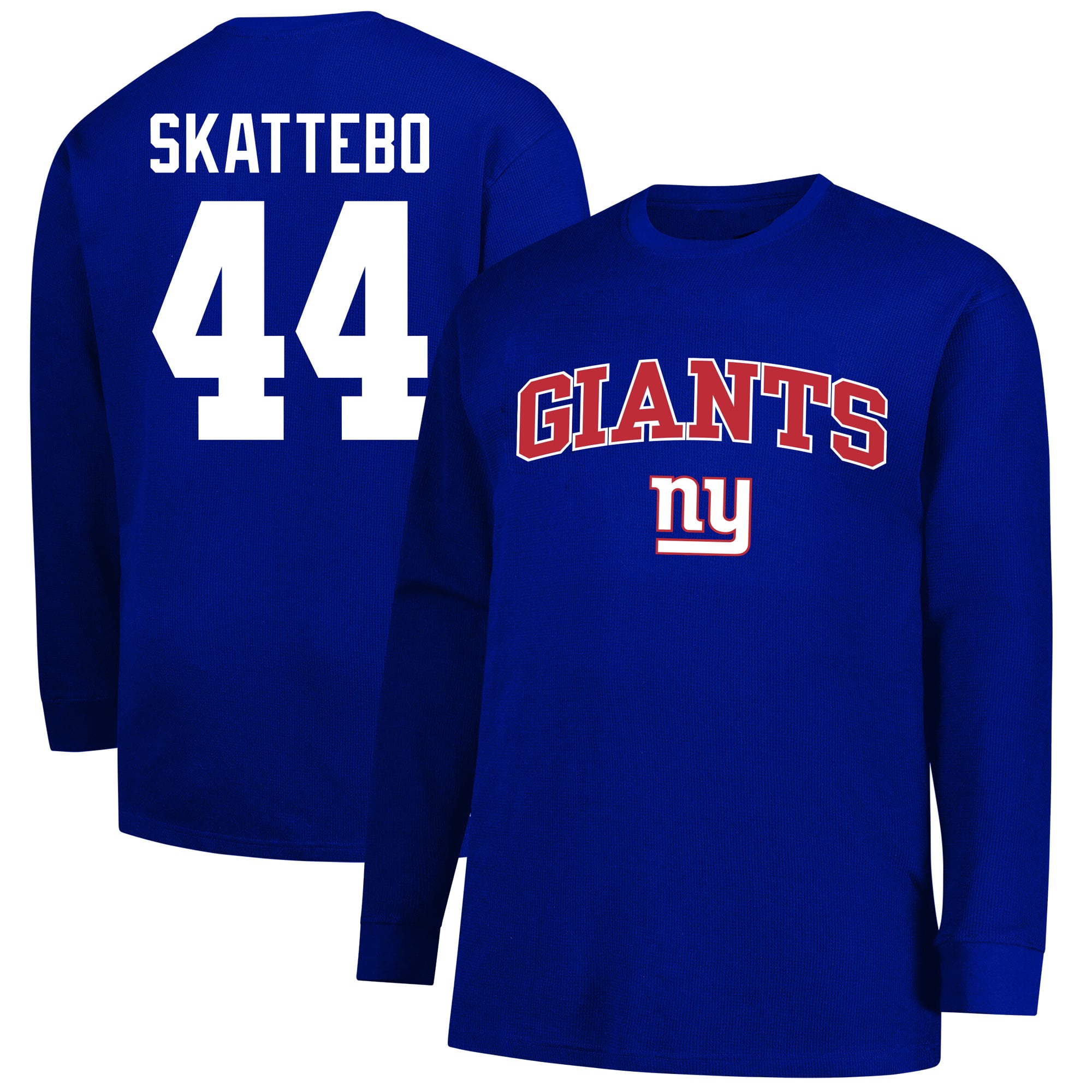 Men's Fanatics Cam Skattebo Royal New York Giants Big & Tall Thermal Waffle Long Sleeve T-Shirt