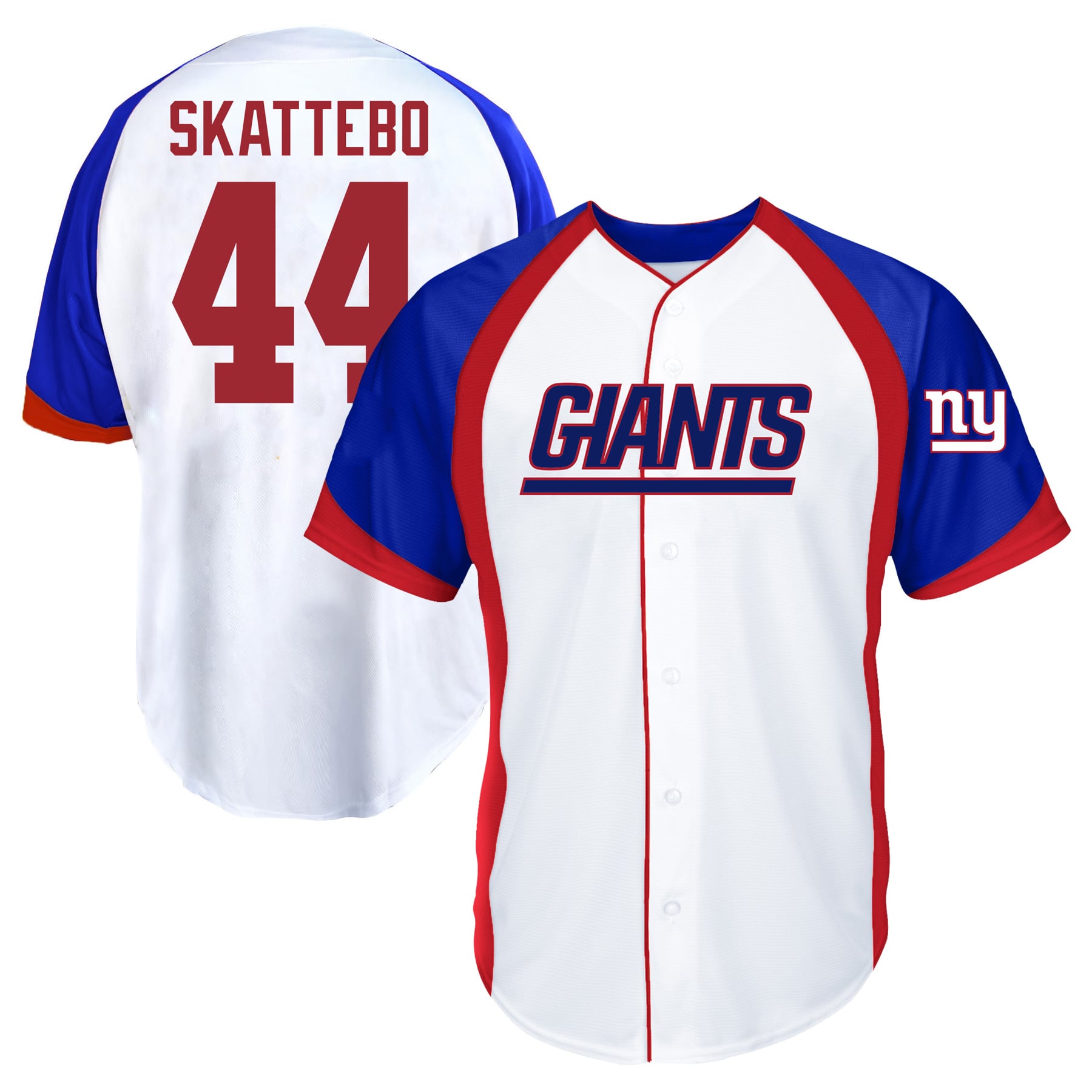 Men's Fanatics Cam Skattebo White New York Giants Big & Tall Button-Up Baseball Jersey Top
