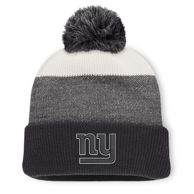 New York Giants Fanatics Cuffed Knit Hat with Pom - Charcoal/Gray