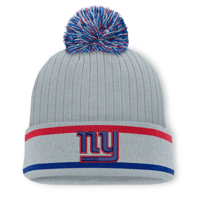 New York Giants Fanatics Fissure Cuffed Knit Hat with Pom - Gray