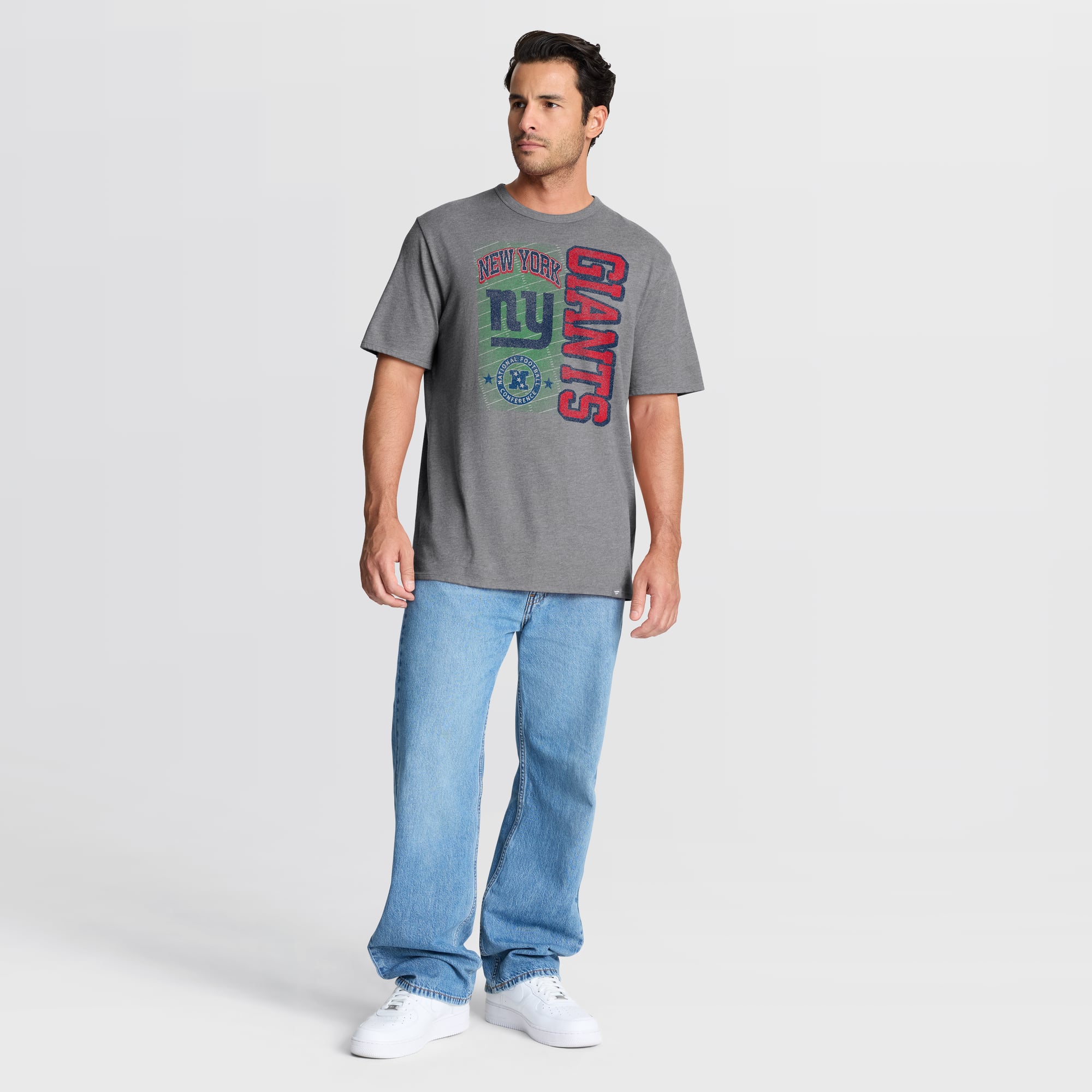 Men's Fanatics Heather Gray New York Giants Tribute Direct Handoff Tri-Blend T-Shirt