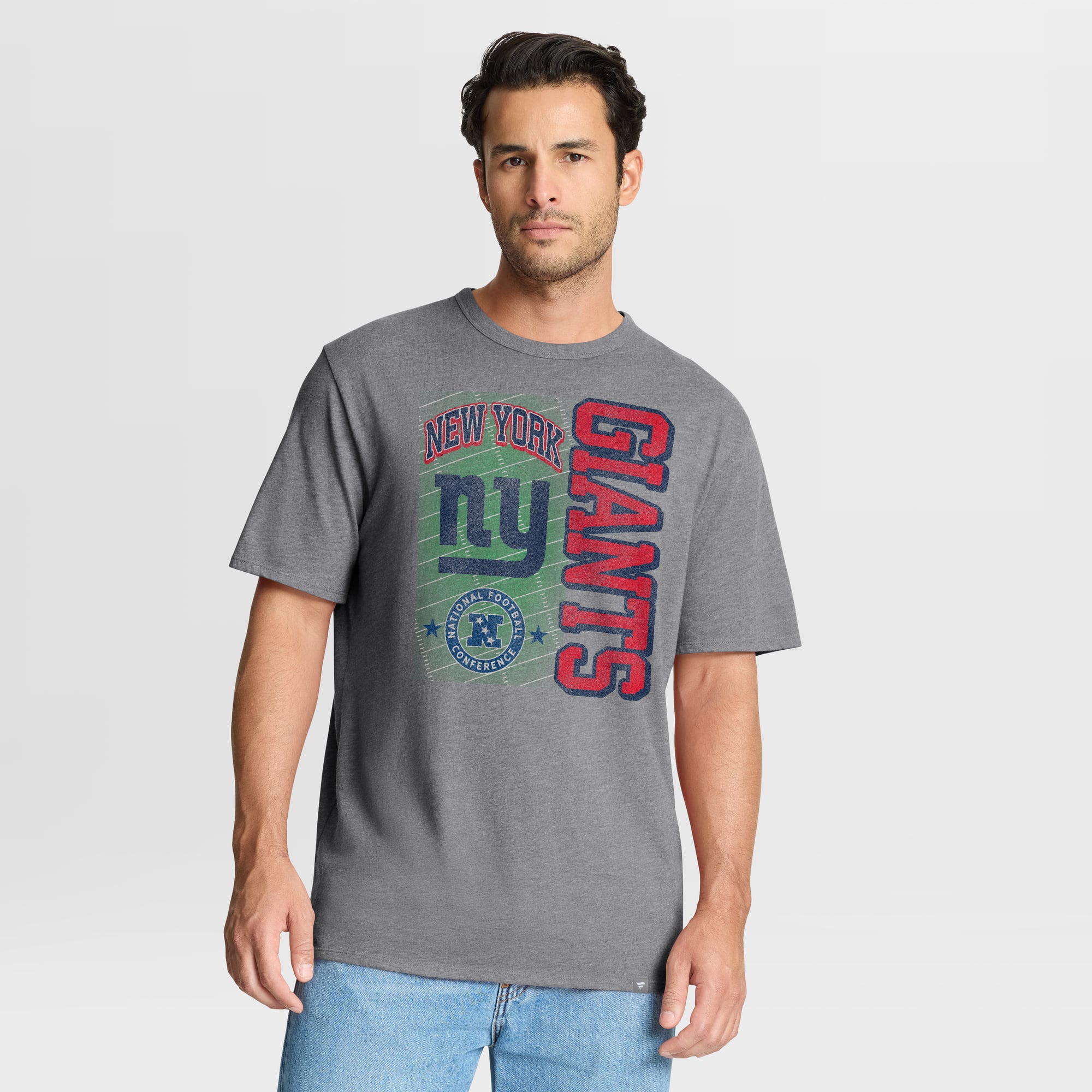 Men's Fanatics Heather Gray New York Giants Tribute Direct Handoff Tri-Blend T-Shirt