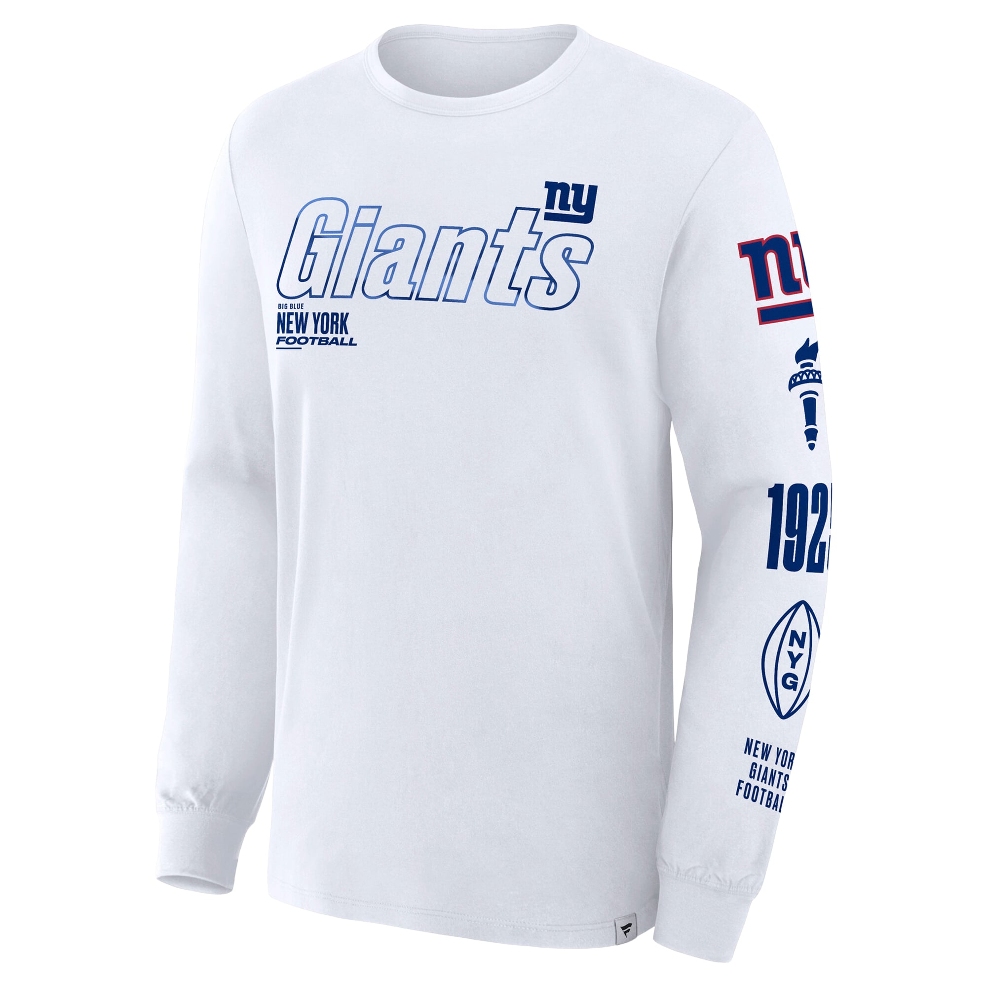 T-shirt Fanatics blanc pour homme, New York Giants, grandes tailles, Checkdown Pass