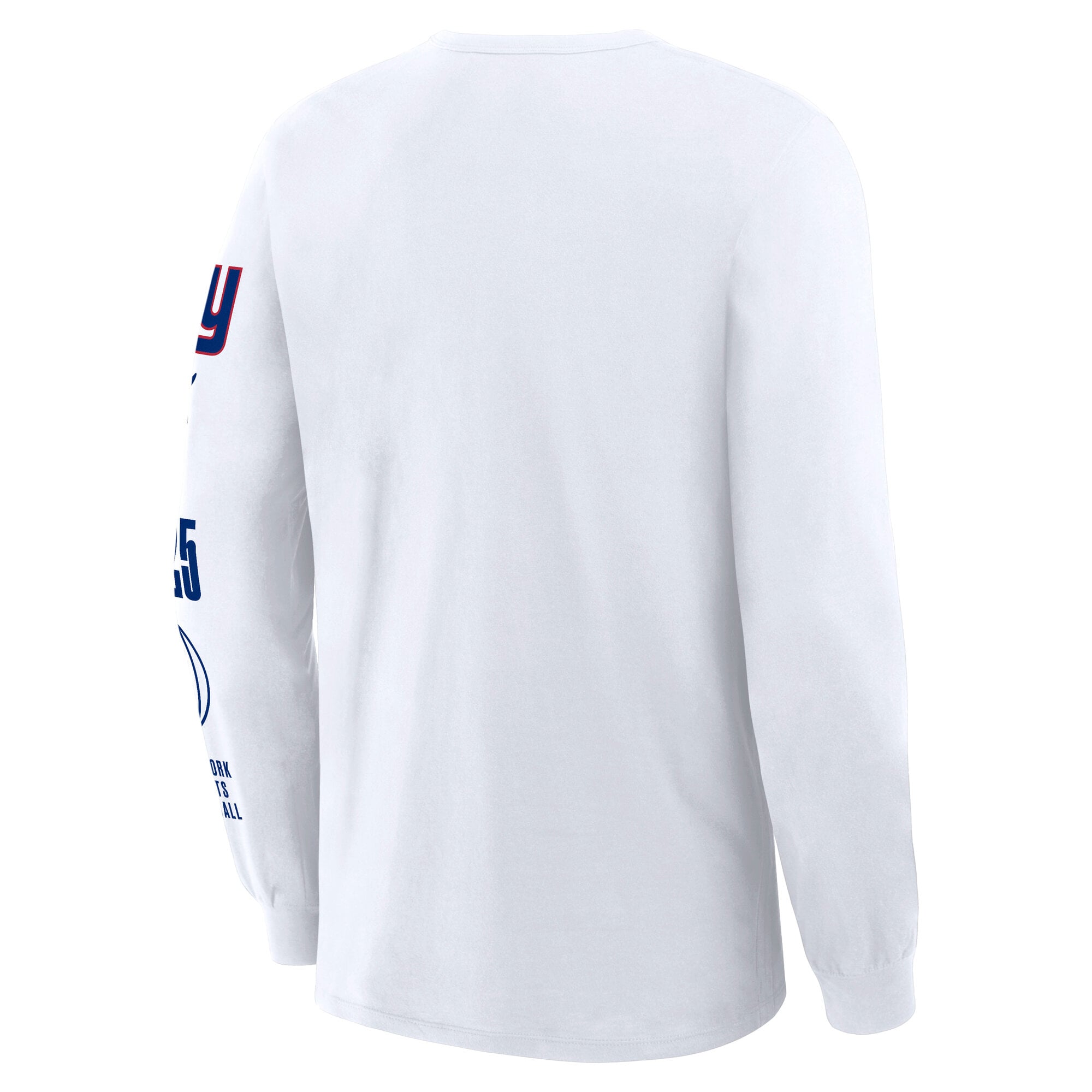 T-shirt à manches longues Fanatics blanc pour homme, motif « Checkdown Pass » des Giants de New York